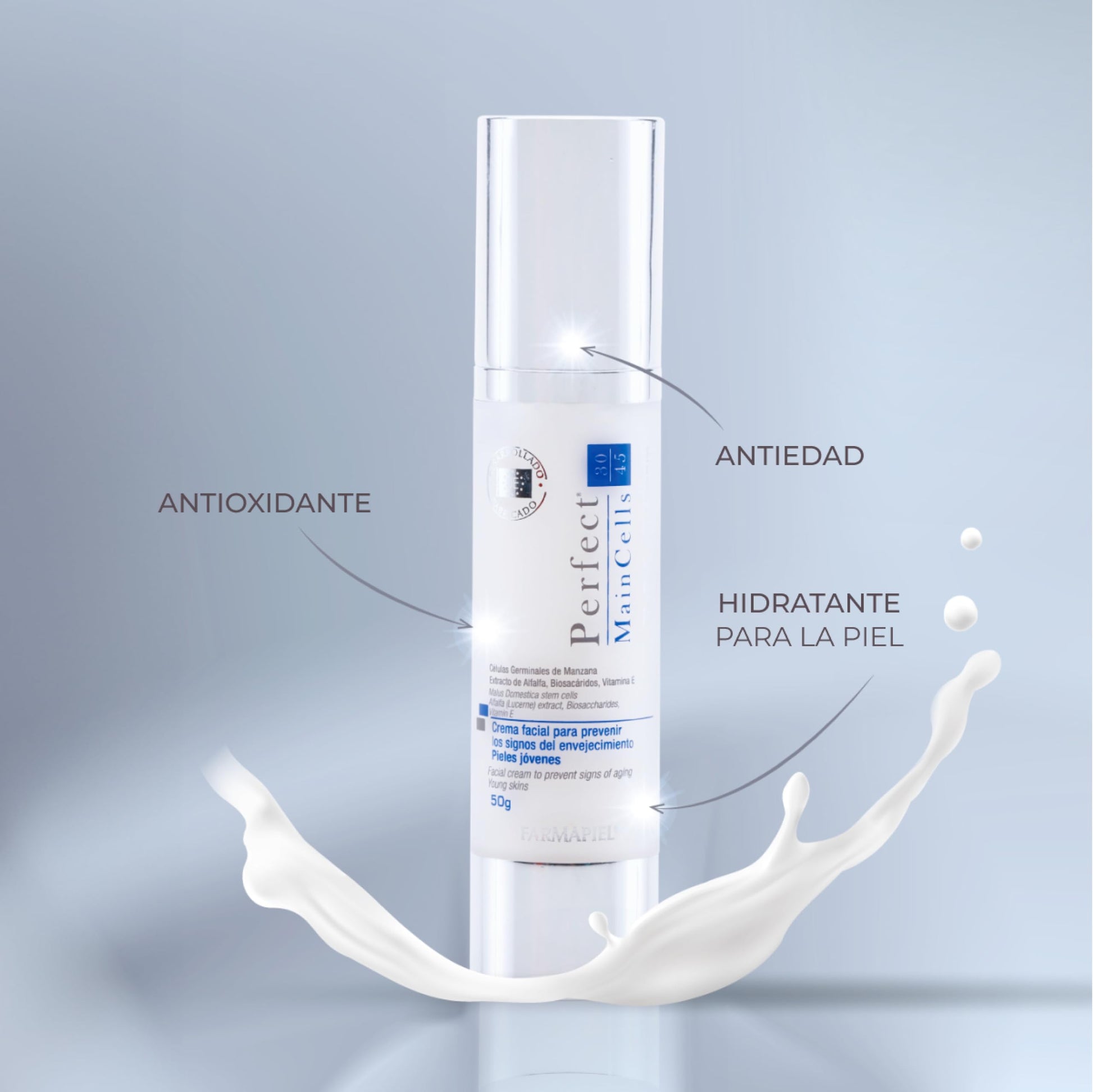 PMC - Crema Facial Antiedad de Células Inteligentes para Pieles Jóvenes de 30 a 45 Años I Indicado para Adultos Jóvenes I Tratamieno Antiarrugas y Antioxidante I Humecta, Suaviza y Repara la Piel | 50g