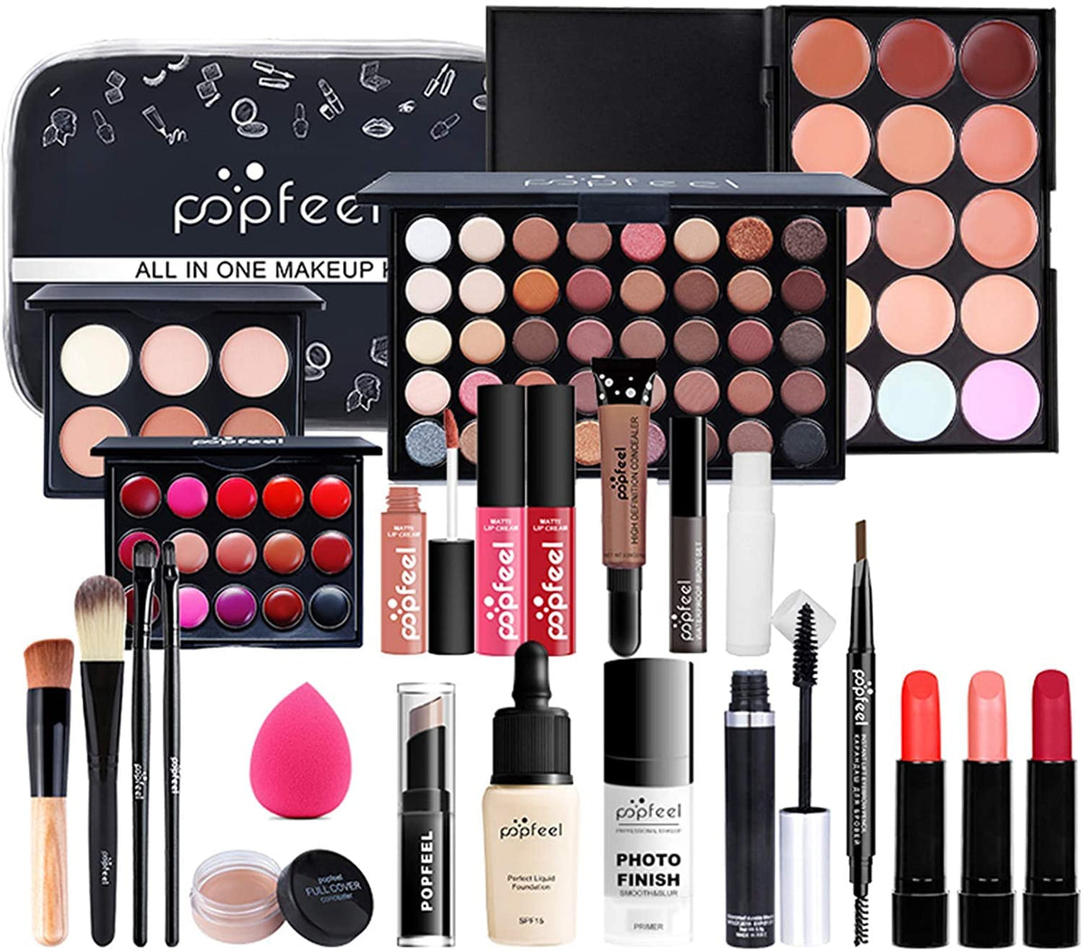 Kit de Maquillaje Profesional, Juego de Maquillaje Paleta de Sombras de Ojos Face Set Completo Cosmética, Todo en Uno Makeup Gift Set Incluye Eyebrow cream, Brillo de Labios, Brochas de Maquillaje