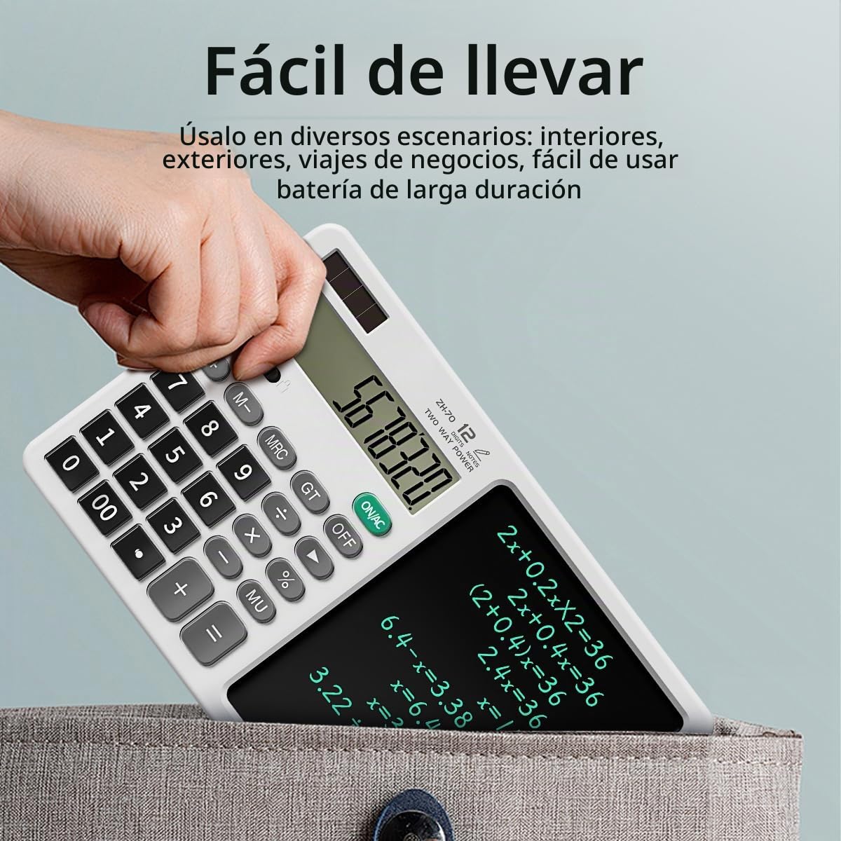 Calculadora de Escritorio DPEDUAI Blanco con Tablero de Notas LCD de 12 Dígitos y 2 Lápices Ópticos Integrados