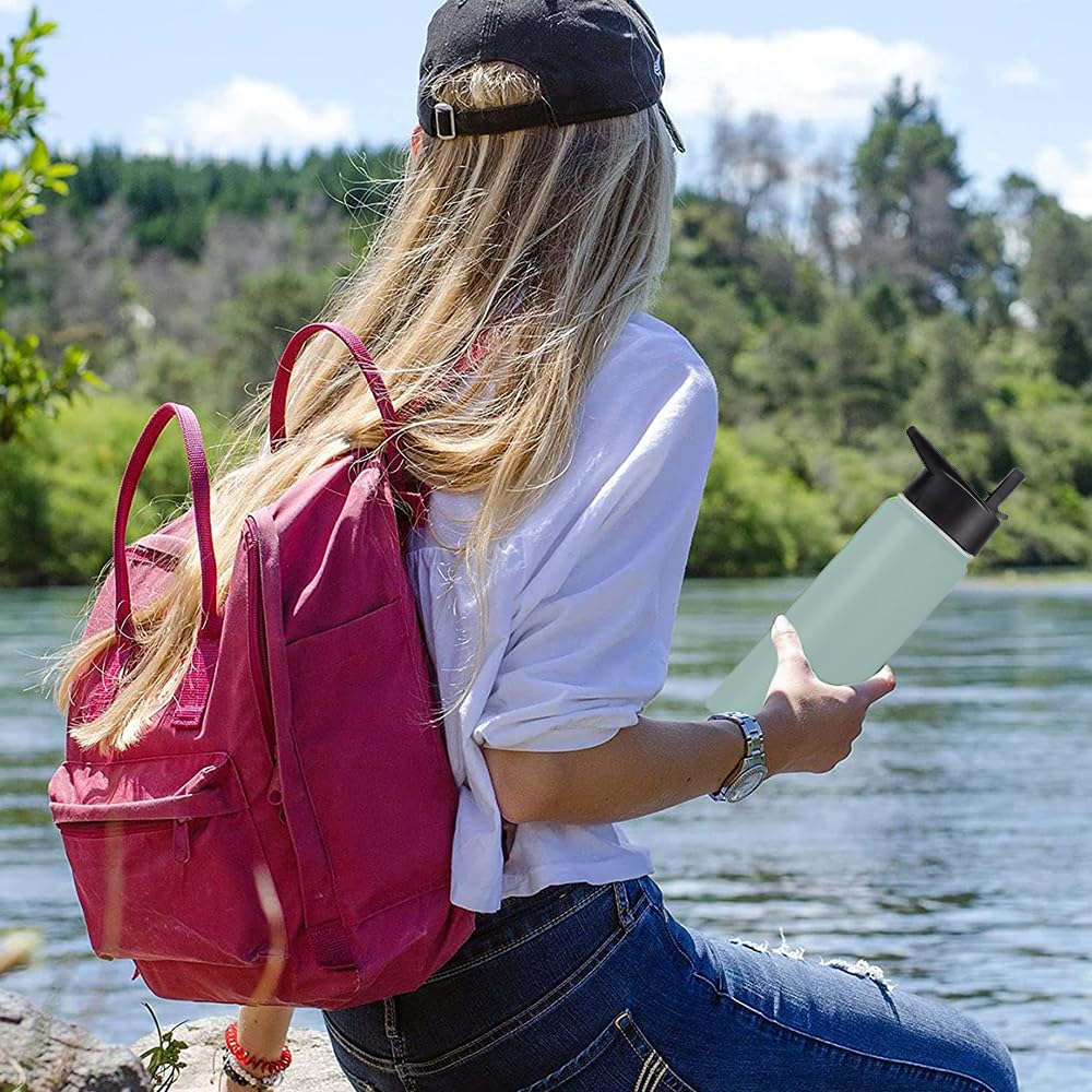 Free Wolf Termo de Acero Inoxidable 26OZ, A Prueba de Fugas Con 3 Tapas y Asa, Doble Aislamiento Térmico para 24 Horas de Frío y 12 Horas de Calor