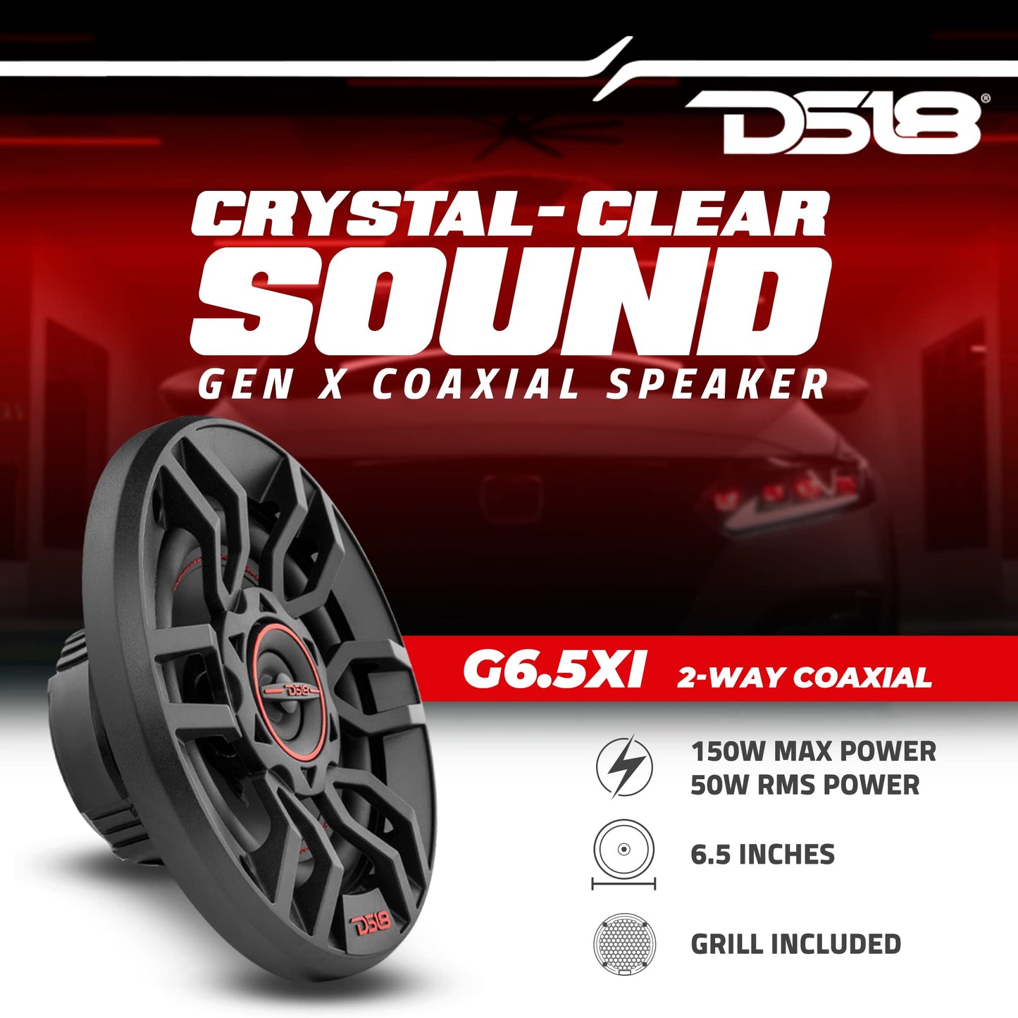 DS18 Dos TWETEERS DE CÚPULA Mylar Gen-X6.5 Altavoz coaxial - 6.5", 3 vías, 165W MAX, 50W RMS, Cono de Papel Negro, 4 ohmios, claridad inigualable por Otros Altavoces