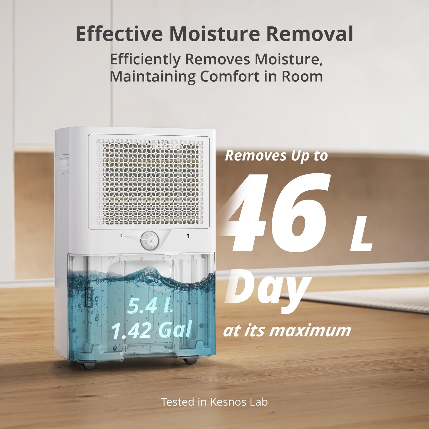 Kesnos 5500 Sq. Ft Deshumidificador grande para el hogar con manguera de drenaje para sótanos, dormitorios, baños, lavaderos, con panel de control inteligente, visualización frontal, temporizador de