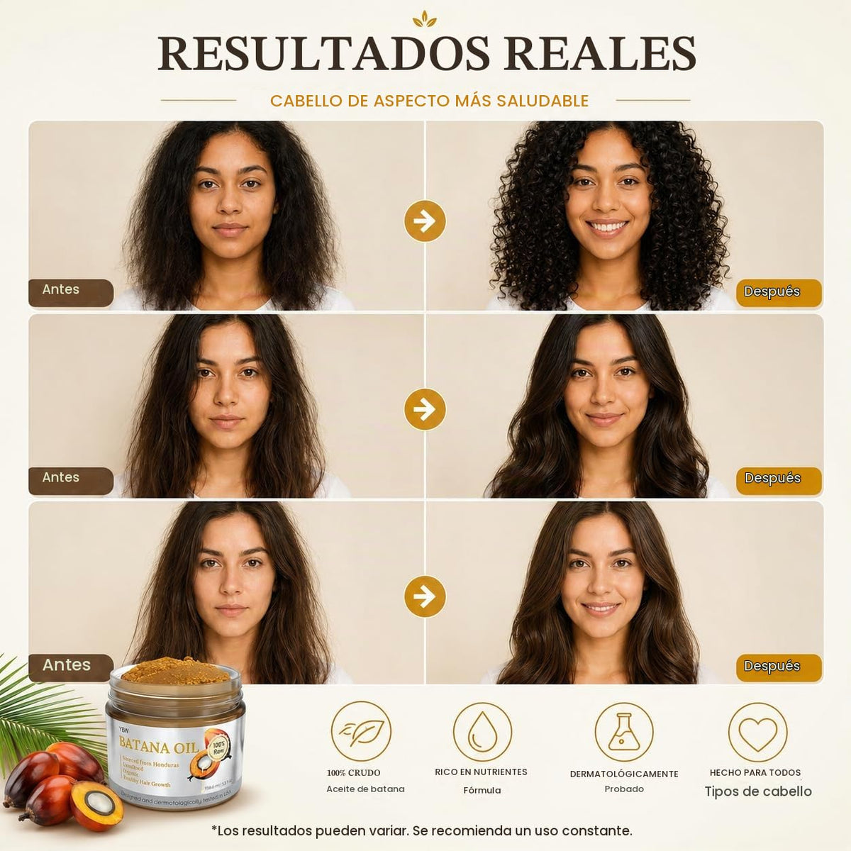 Aceite de Batana Orgánico Dr. Sebi Natural Honduras Realza Grosor Capilar y Previene la Pérdida para Hombre y Mujer