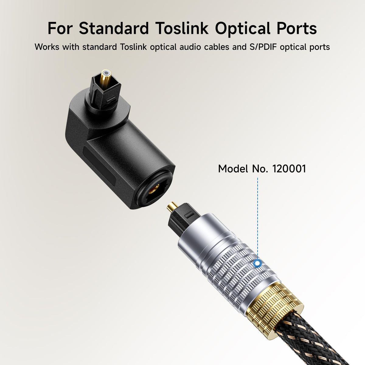 Adaptador Toslink Cable Matters Negro Paquete de 2 macho a hembra ángulo recto
