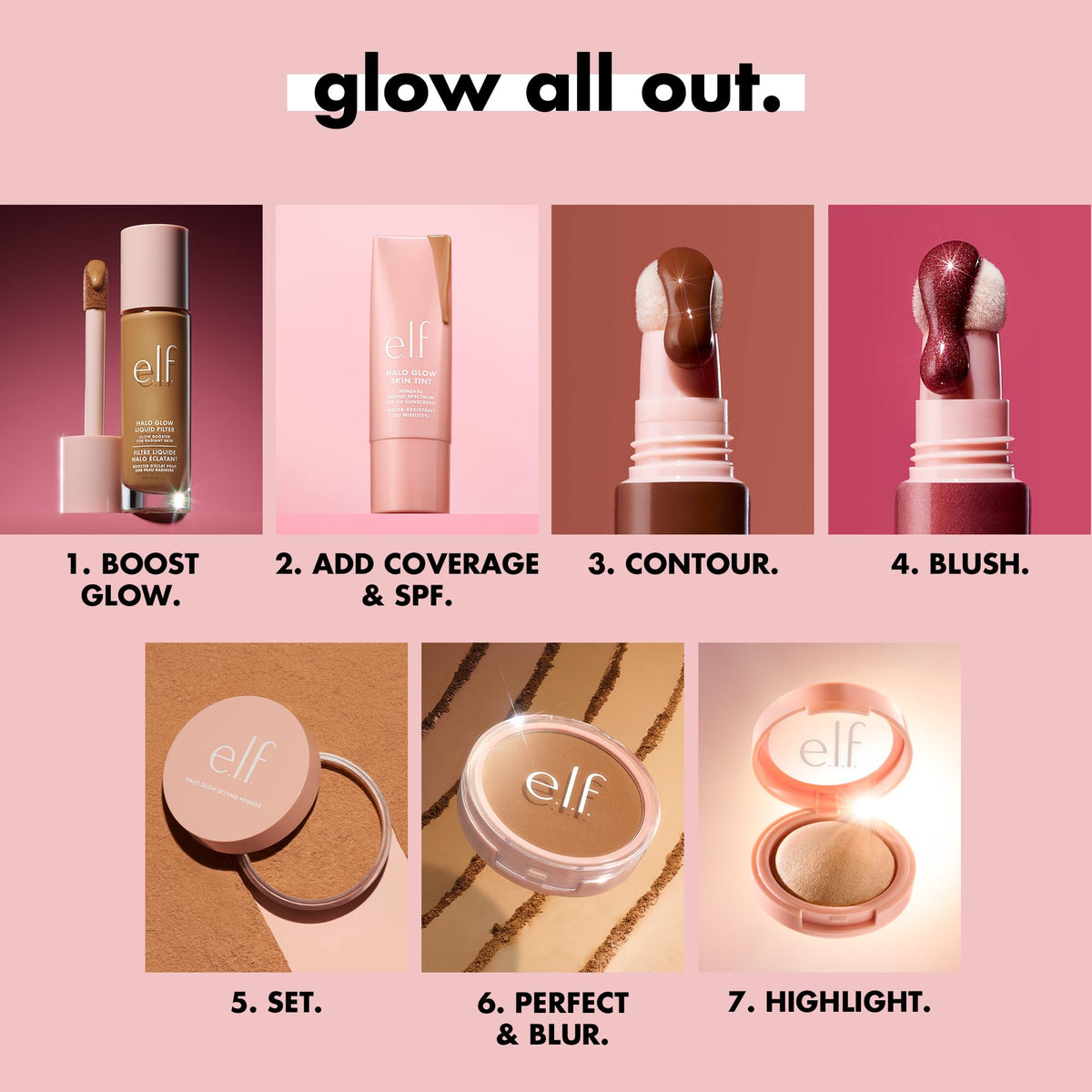 duende. Polvo fijador Halo Glow, sedoso, ingrávido, difuminado, suaviza, minimiza los poros y las líneas finas, crea un efecto de enfoque suave, acabado profundo y semimate, 0.24 oz