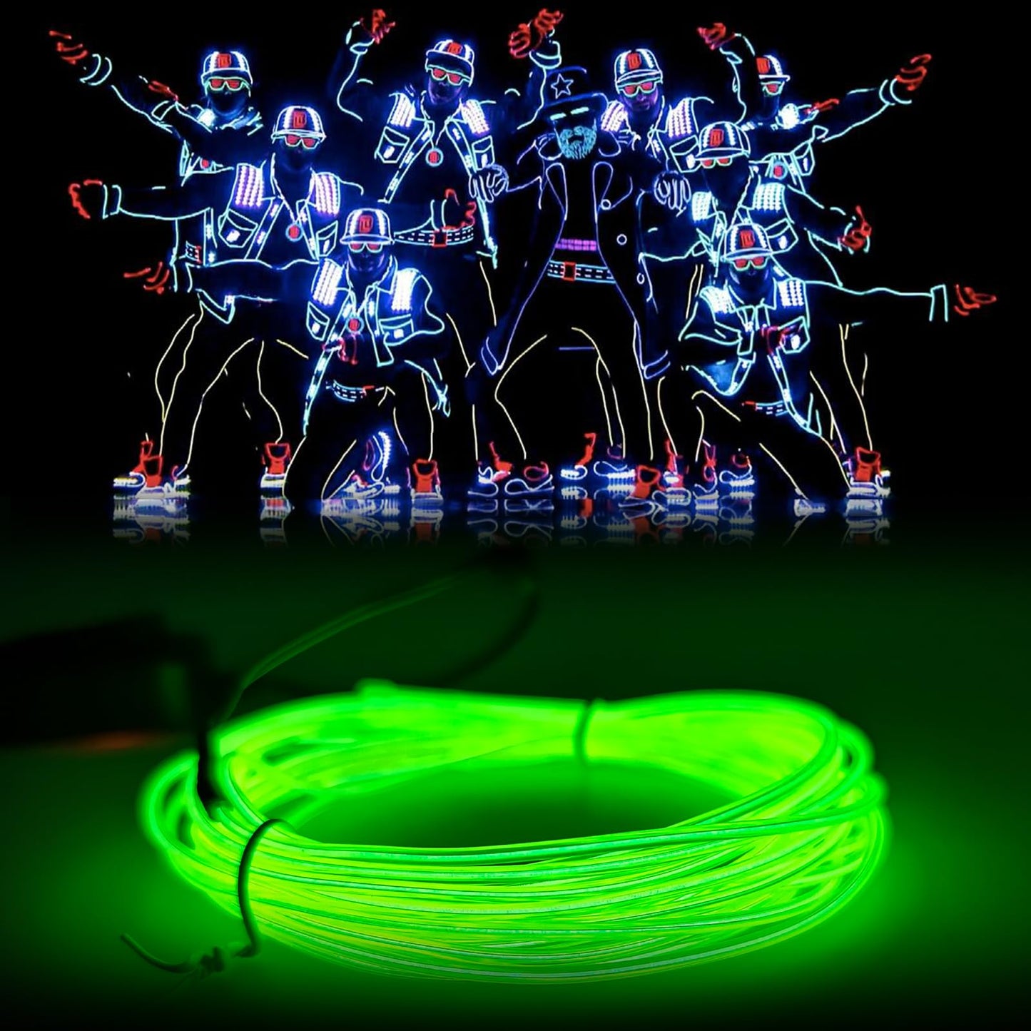 Cable de luz de neón EL de 19,6 ft/6 m, tira de luz LED con 3 modos de iluminación, IP65 resistente al agua, tira led neon cortable para Navidad,decoración bricolaje, fiesta y decoración del hogar