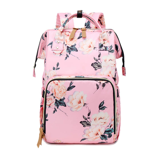 Mochila de Pañales FANDARE Nylon Rosado Multifuncional con Puerto USB para Mamá
