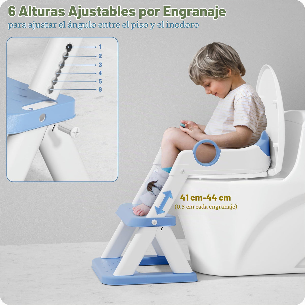 RABB 1er asiento de entrenamiento para ir al baño, inodoro 2 en 1 para niños y niñas, protector contra salpicaduras antideslizante azul
