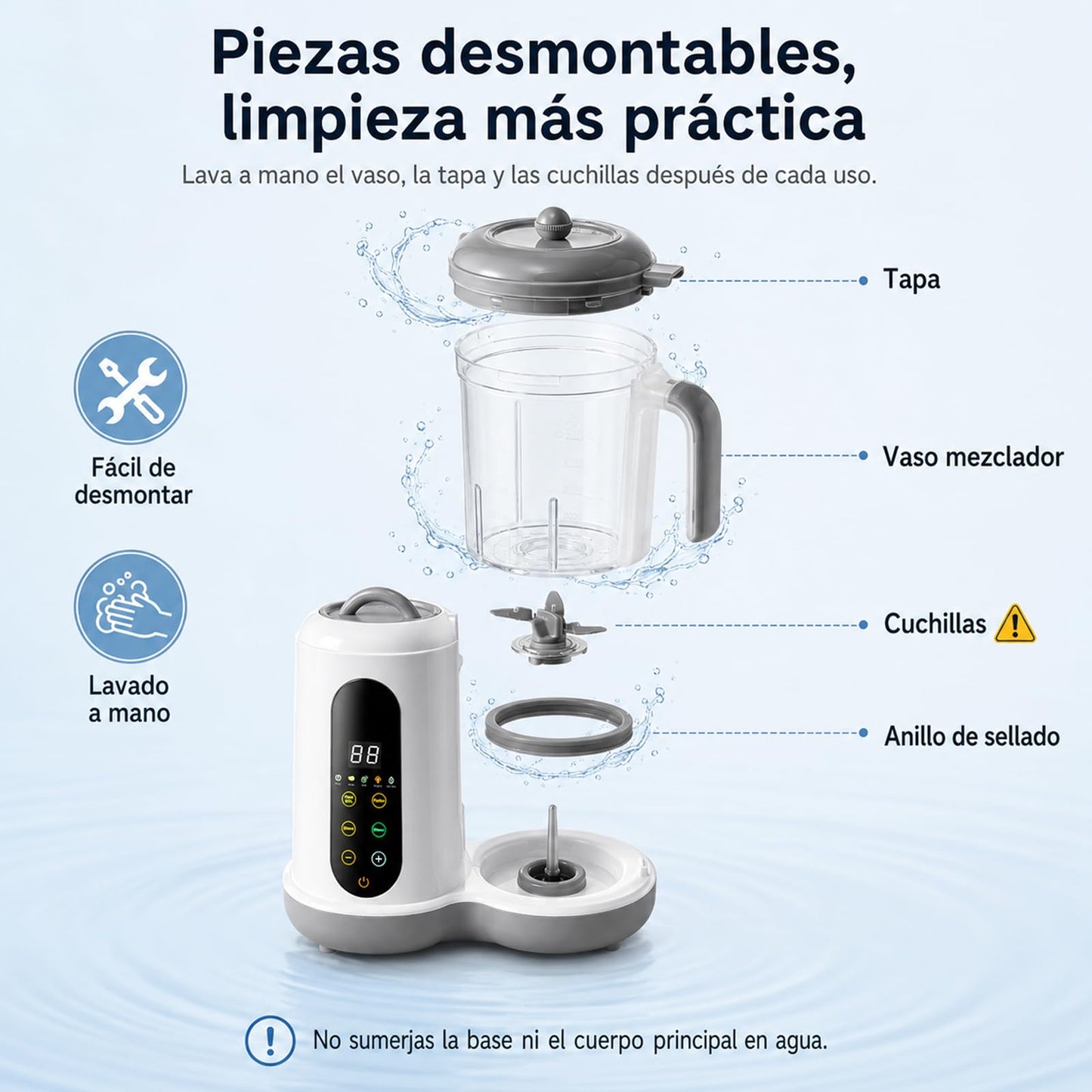 Fabricante de Alimentos Para Bebés,Vaporera Bebe Con Pantalla Táctil,Licuadora Para Papillas de Bebe Para Totalmente Automática,Procesador de Alimentos Bebe Para Cocinar Al Vapor, Remover