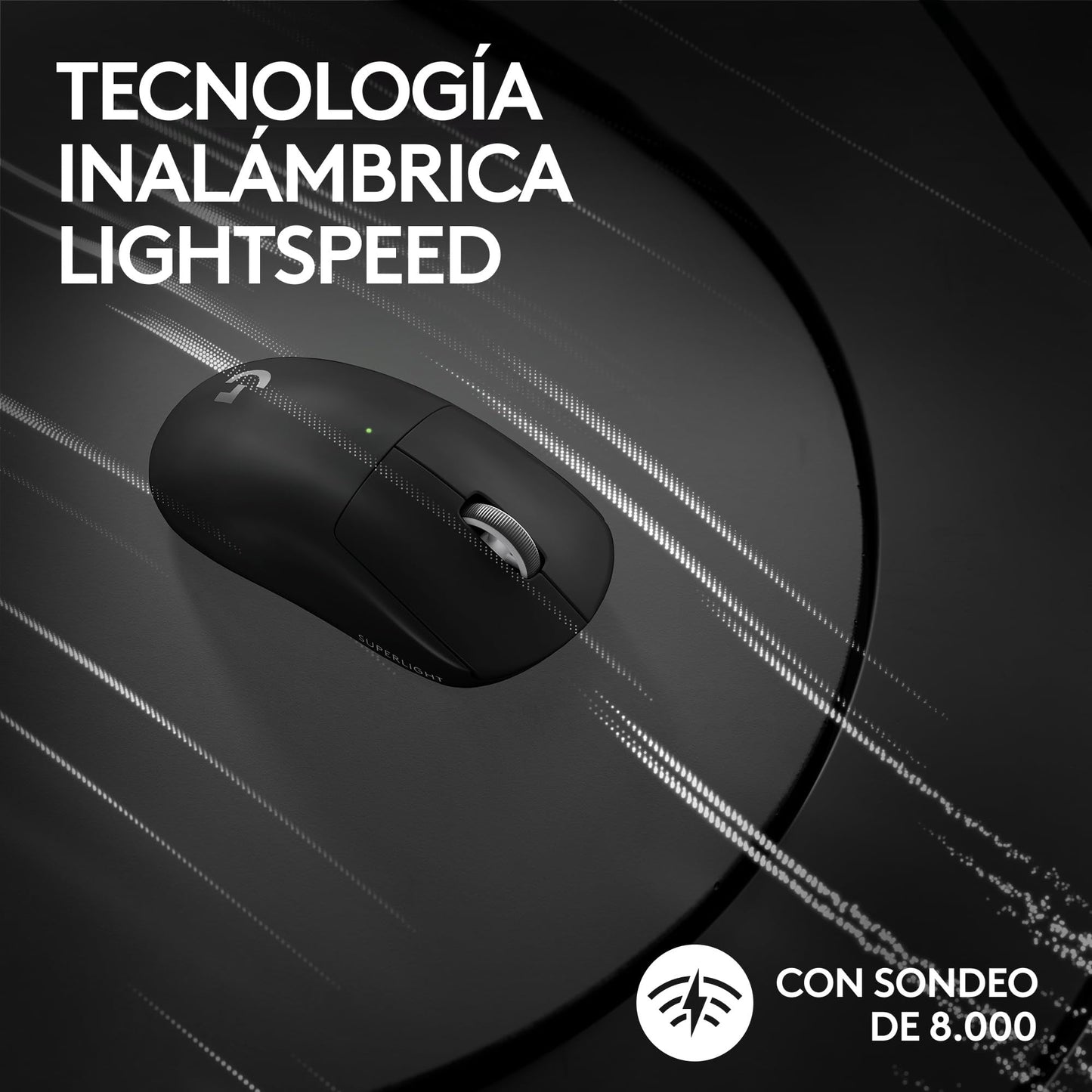 Logitech G Pro X Superlight 2 Lightspeed Mouse Inalámbrico de Juegos, Ligero, Interruptor Híbrido LIGHTFORCE, Sensor Hero 2, 32,000 dpi, 5 BOT. Programables, Carga USB-C, PC y Mac - Negro