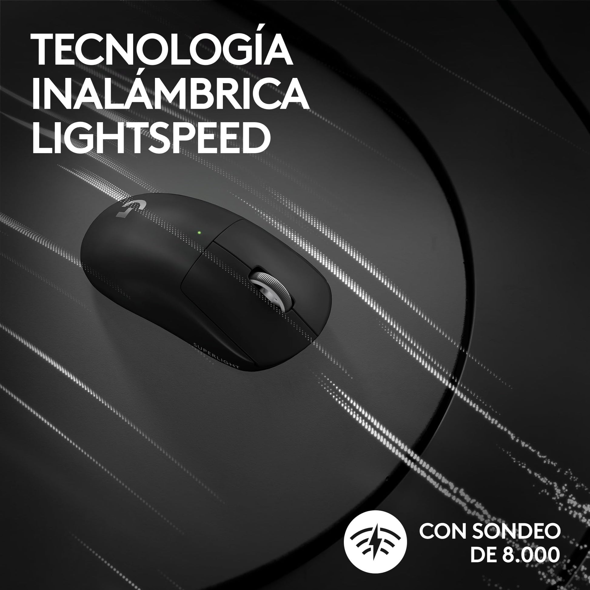 Logitech G Pro X Superlight 2 Lightspeed Mouse Inalámbrico de Juegos, Ligero, Interruptor Híbrido LIGHTFORCE, Sensor Hero 2, 32,000 dpi, 5 BOT. Programables, Carga USB-C, PC y Mac - Negro