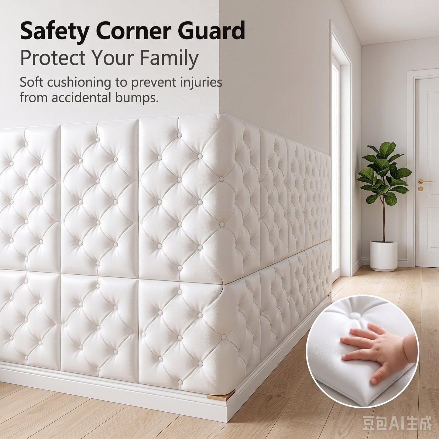 LIANTIAN Acolchado de Pared para niños, Acolchado tapizado para Cuna con adherencia Segura, Adhesivo Protector anticolisión para Pared para Dormitorio o Sala de Juegos(White,70 * 35 cm)