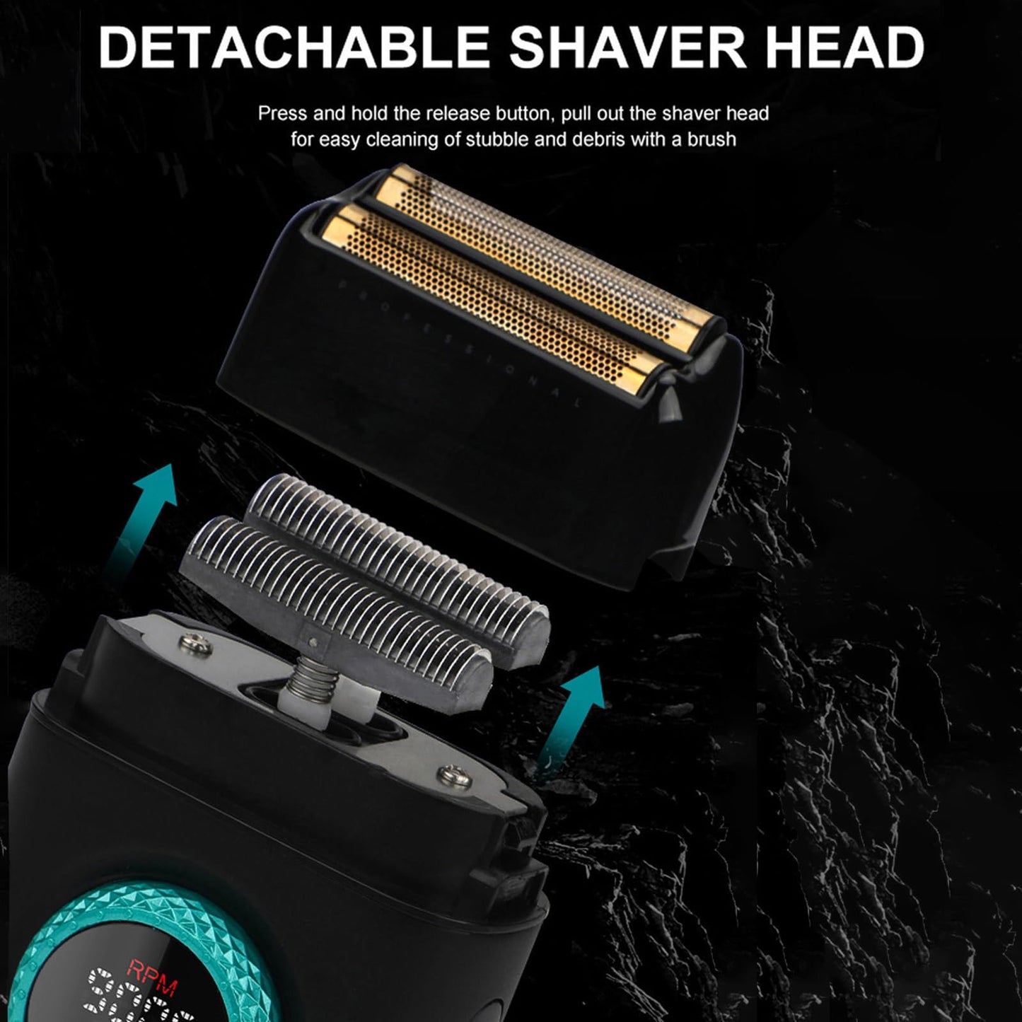 Afeitadora de láminas 377 para hombres, afeitadora eléctrica para afeitar la cara con láminas dobles, motor de 21 velocidades y 9000 RPM, afeitadoras para calvas con pantalla LED y láminas de