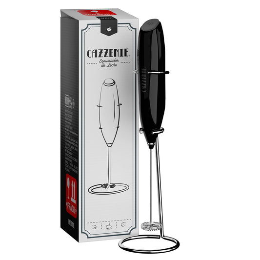 Cazzenie Espumador de Leche eléctrico con batidor y base. Batidor Premium de mano para café, capuchino o cócteles. Batidor de huevo o para tipo de bebidas en vaso o taza. Barista. Milk Frother