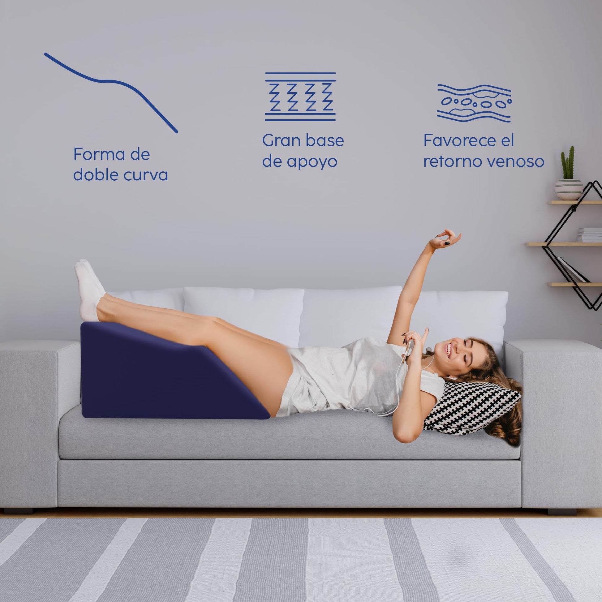 Almohada Elevación de Piernas DR JOOHN Marino para Retorno Venoso y Varices