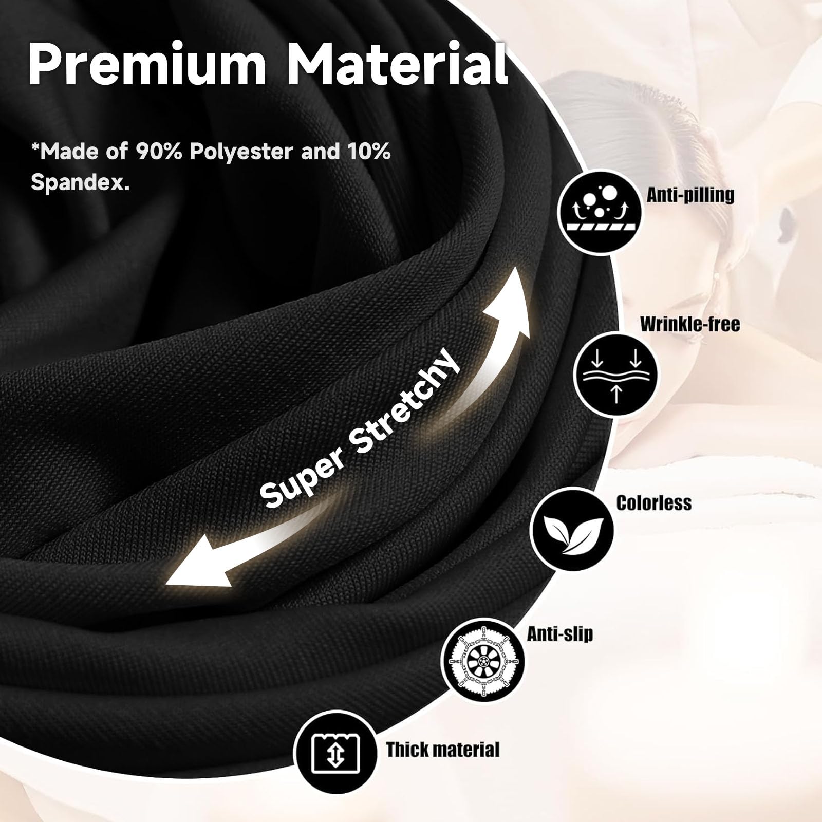 Funda elástica para cama de pestañas, funda negra para mesa de masajes, hecha de 90% poliéster y 10% elastano, juego de sábanas de spa sin olor para cama de extensión de pestañas o mesa de masajes