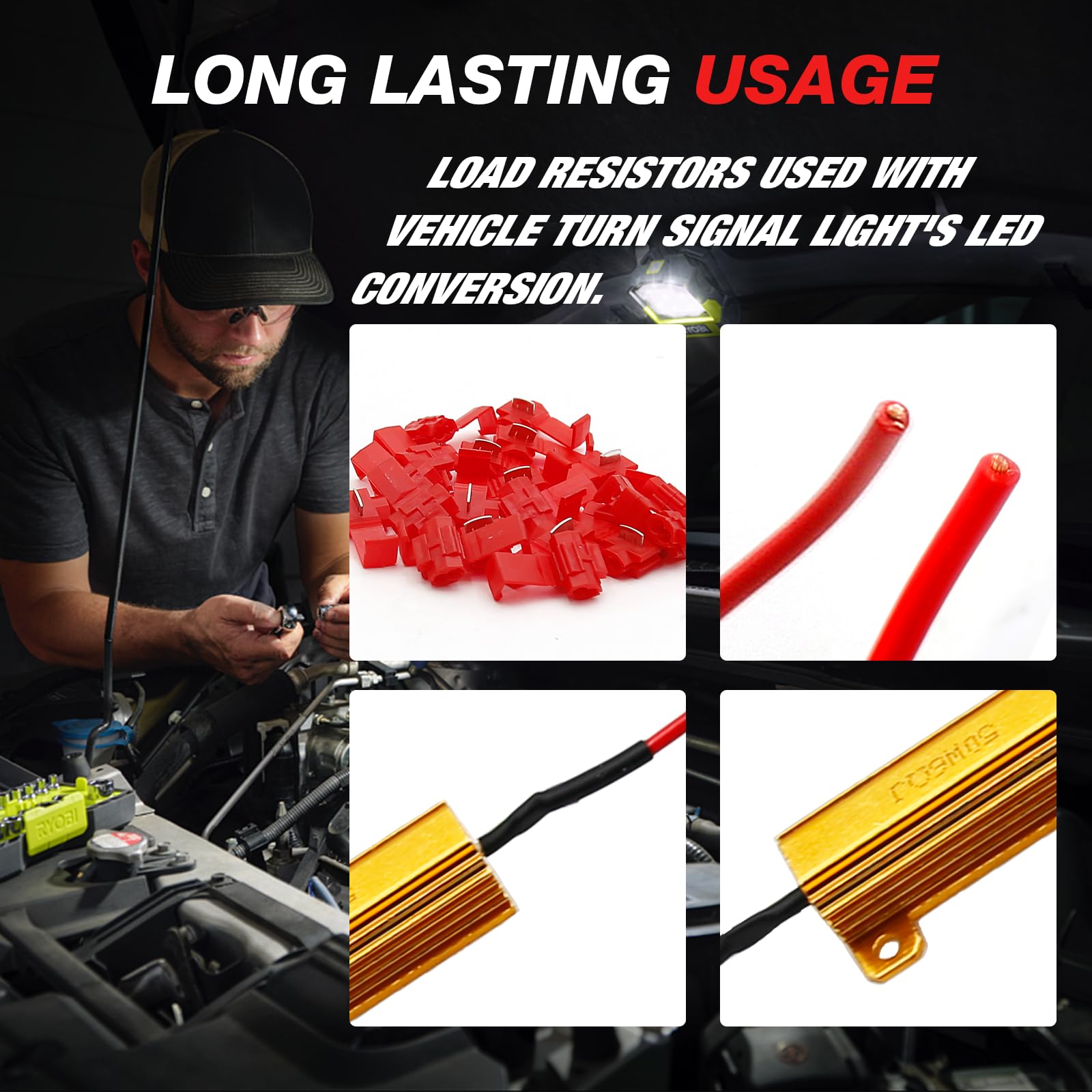 laffoonparts - 10 unidades de 12 V LED ecualizador de carga de 50 W 6 ohmios para resolver problemas intermitentes en señales de giro LED, luces de estacionamiento o luces de matrícula