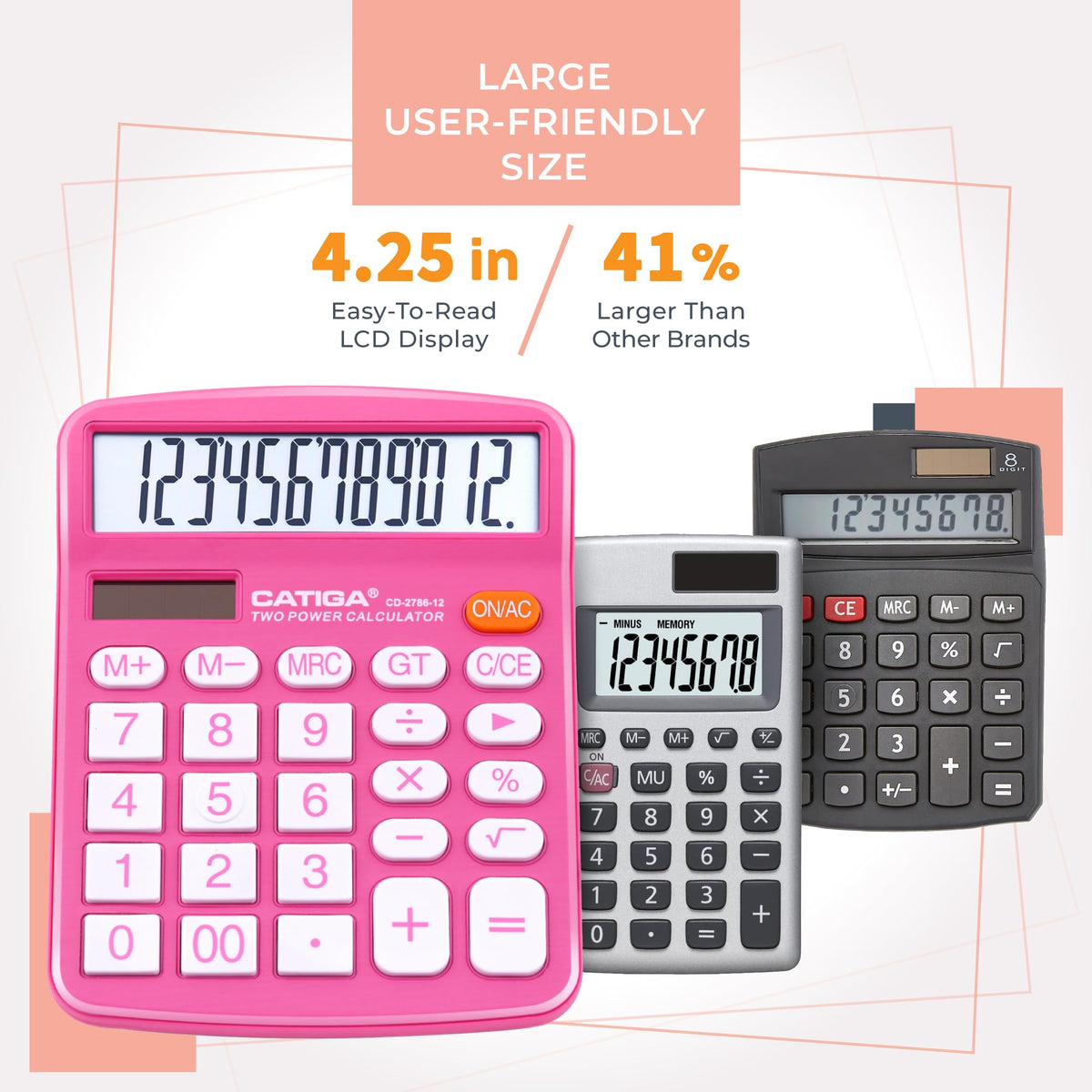 Calculadora de Escritorio CD-2786 con Gran Pantalla LCD y Doble Alimentación Solar y Batería
