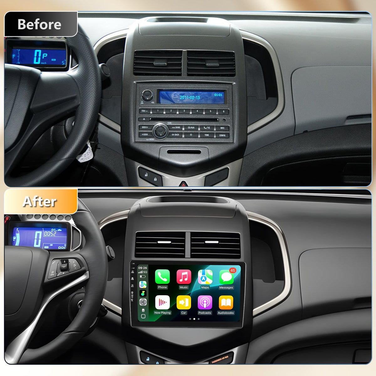 Radio de Coche Android13 WiFi 5G Chevy Sonic Aveo 2011-2015 con Navegación GPS y Cámara HD