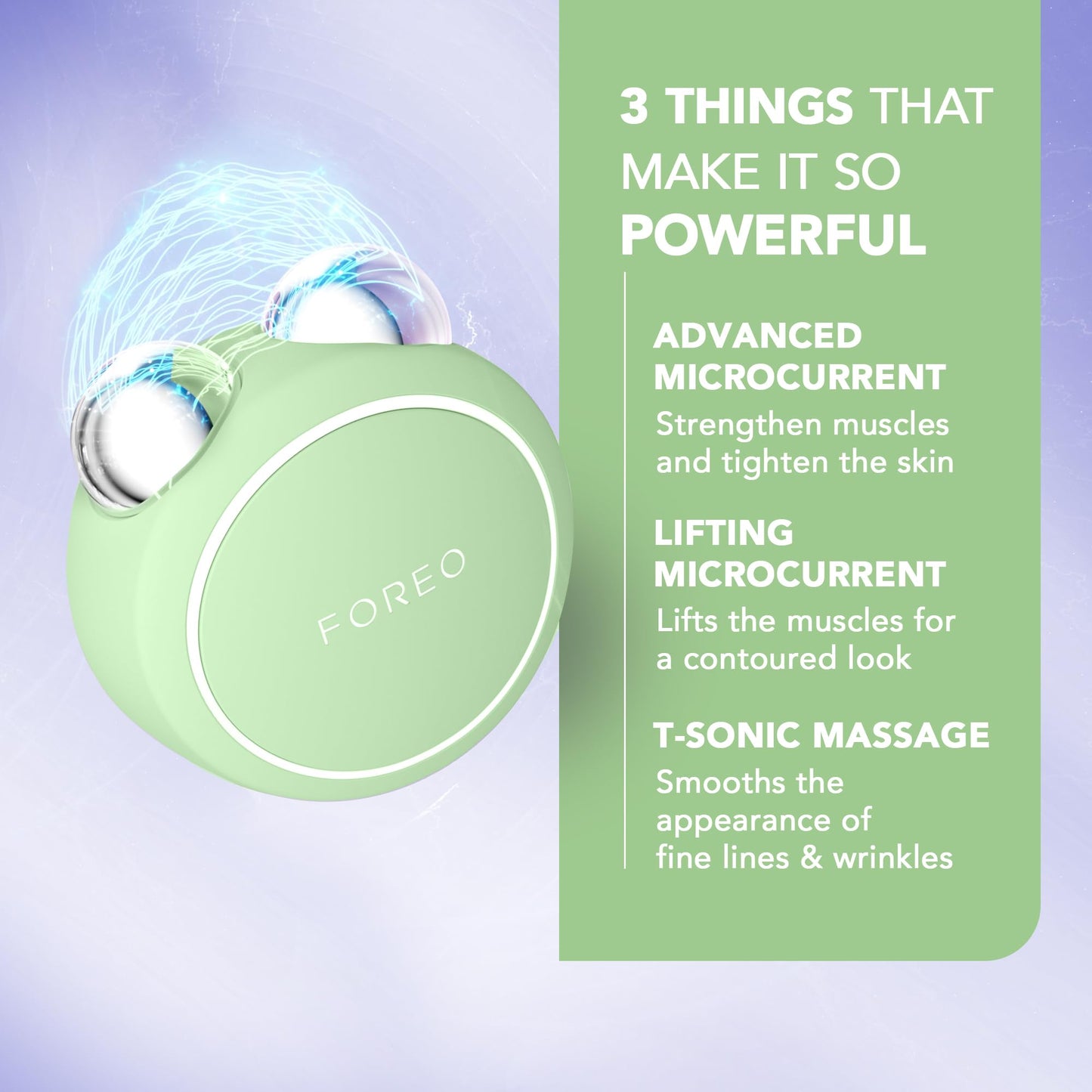 FOREO BEAR 2 go - Tonificador facial de microcorrientes para llevar de viaje - Masajeador facial antiarrugas - Lifting facial inmediato - Reafirma y define - Skincare compacto - Pistachio