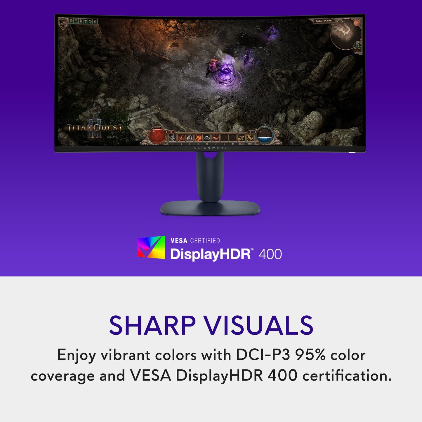 Alienware 34 Monitor para Juegos Curvado – AW3425DWM – visualización WQHD de 34 Pulgadas 180Hz 1 ms, 1500R, AMD FreeSync Premium, VESA AdaptiveSync.
