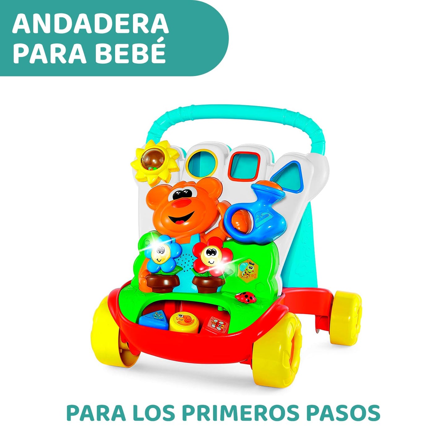 CHICCO, Andadera para Bebé 2 en 1, Tablero con Juegos, Luces y Sonidos