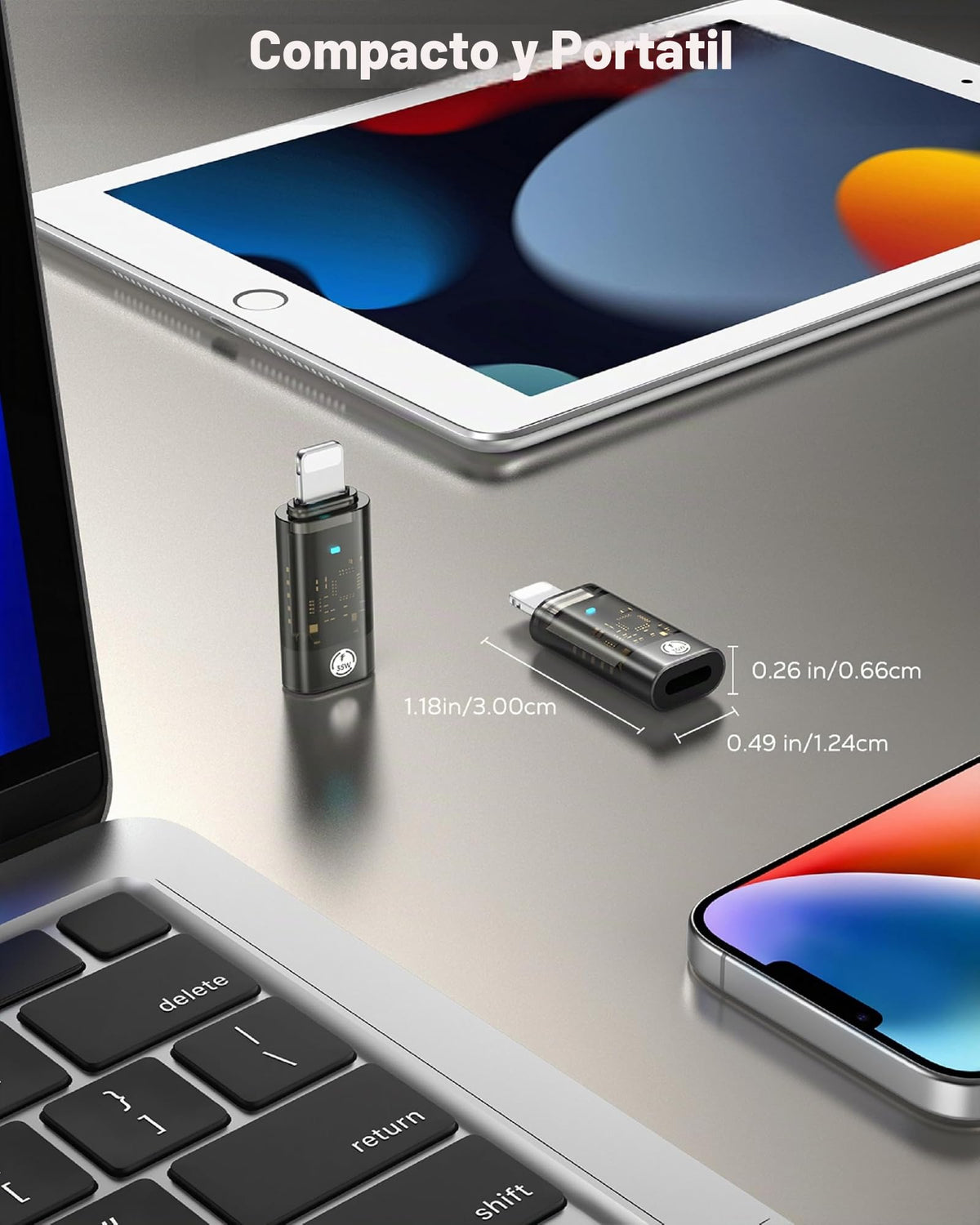 Adaptador USB C a Lightning Moko Compatible con 35 W de Carga Rápida y Sincronización de Datos para iPhone y iPad