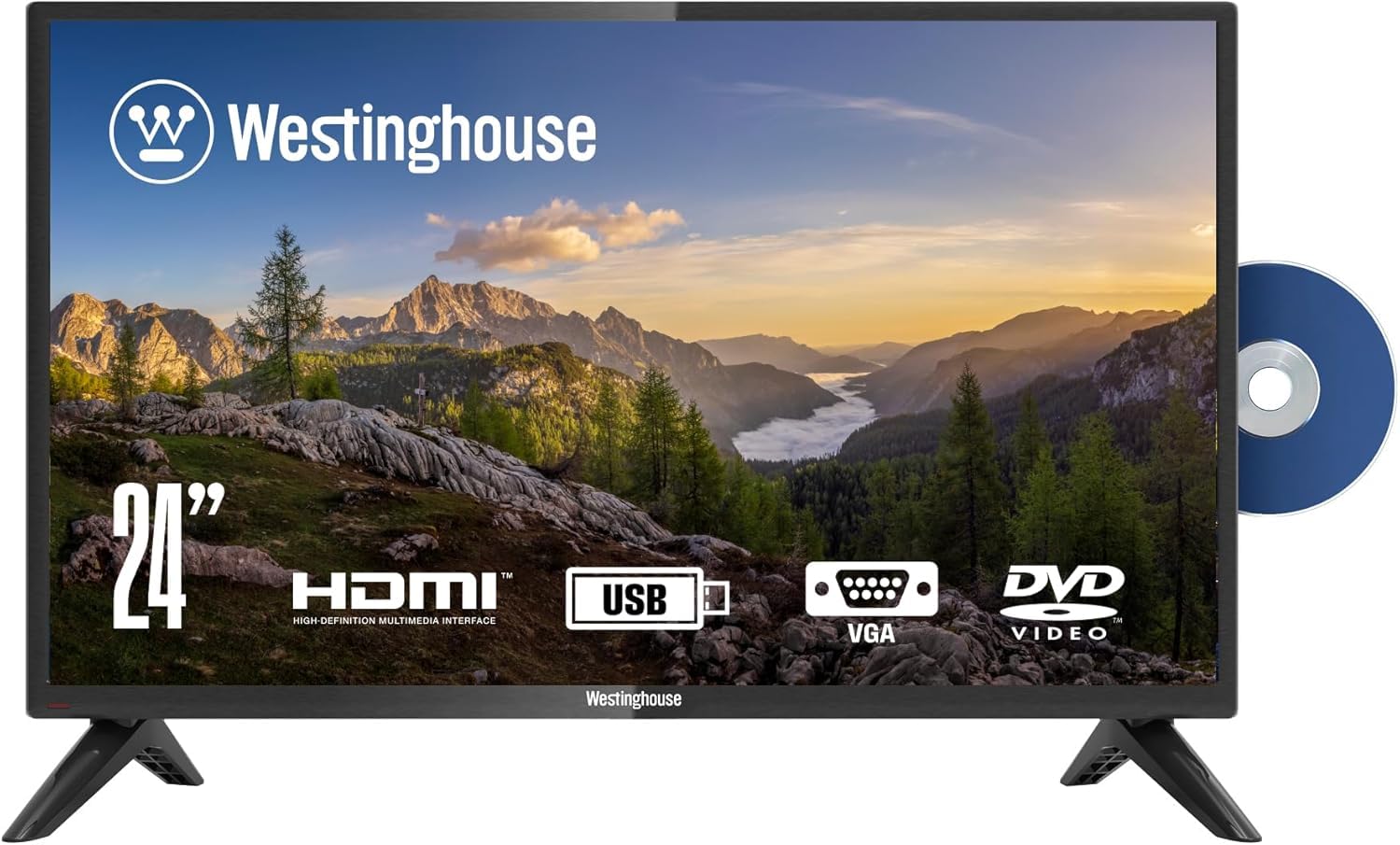 Westinghouse de 24" Pulgadas con Reproductor de DVD Incorporado, LED 720p HD, Combo de DVD, Compatible con Fire Stick, Roku, Apple TV, TiVo, Xumo y Dispositivos de transmisión. - WD24HX5201