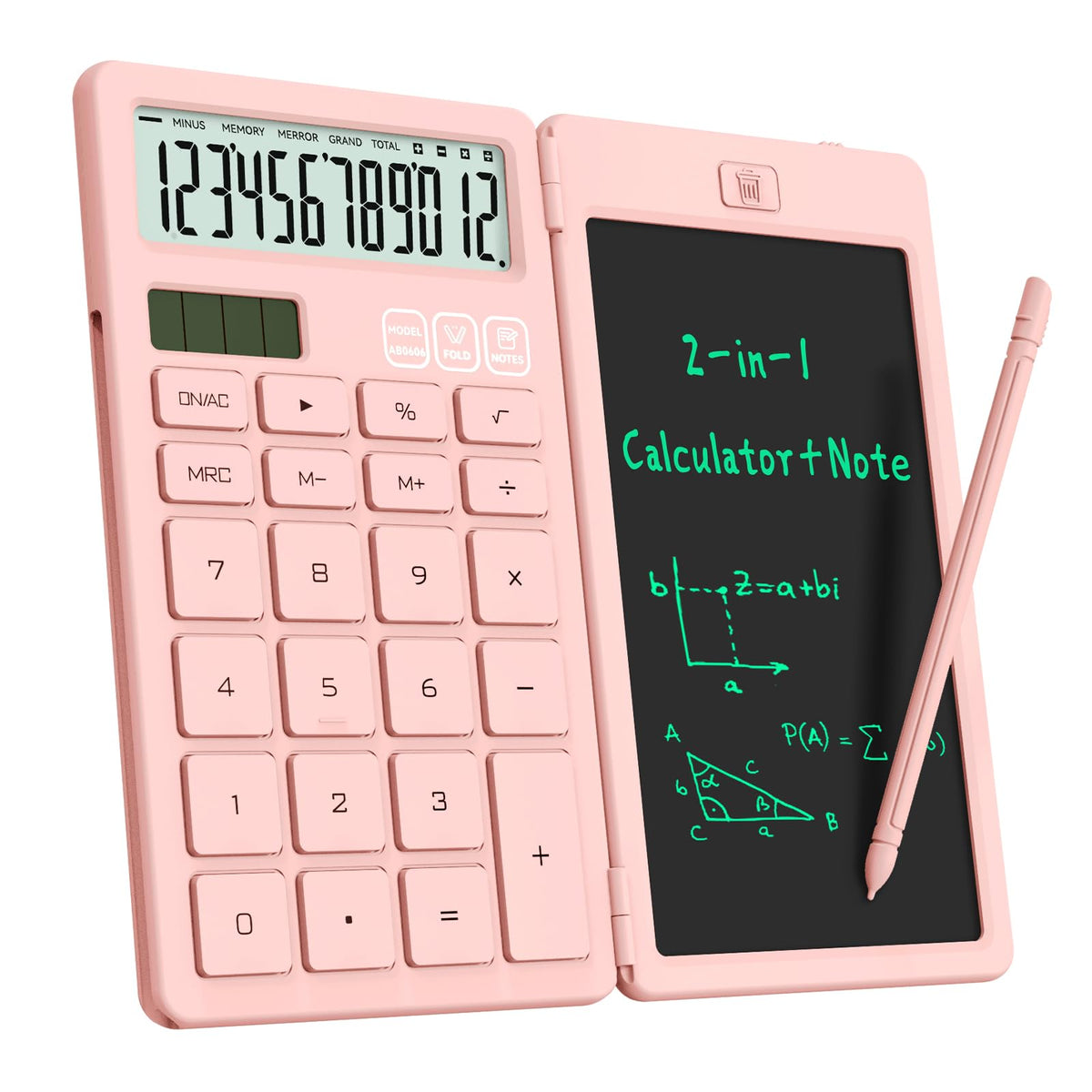 Calculadora de Escritorio ROATEE Rosa con Bloc de Notas LCD para Niñas