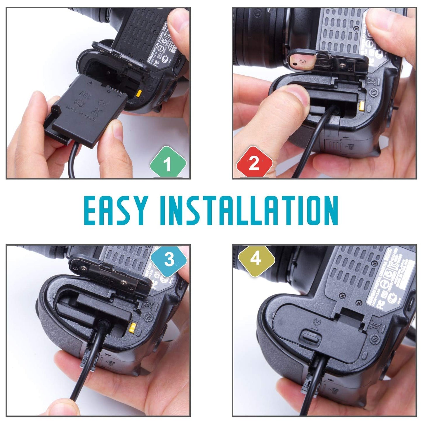 Kimaru EH-5a Adaptador de alimentación CA EN-EL14 Batería Dummy EP-5A Kit de acoplador DC para cámaras D3500 D3200 D5100 D5200 D5300 D5500 D5600 D3100 D3300 D3400.