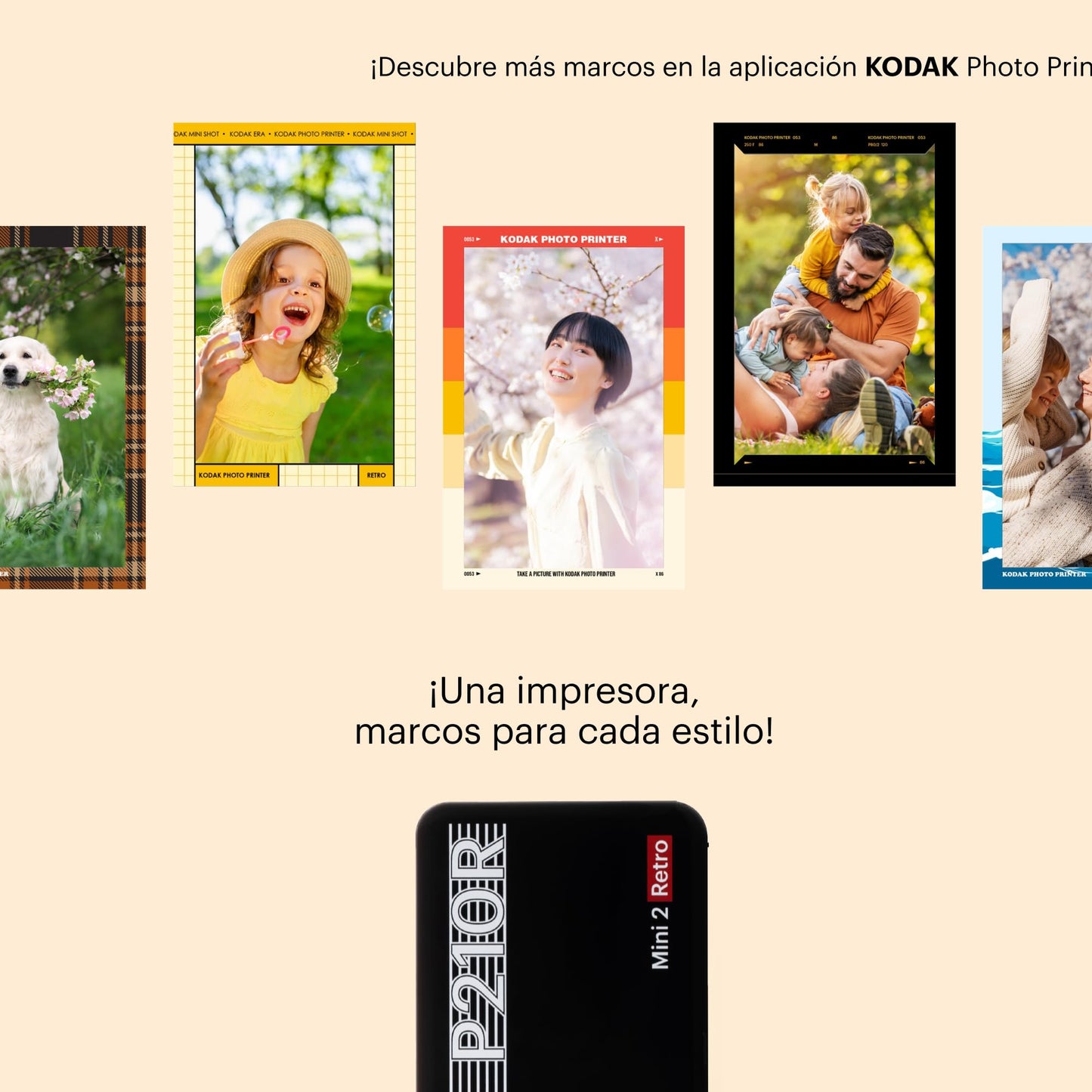 KODAK Mini 2 Retro 4PASS Impresora de Fotos Portátil (5,3x8,6cm) + Pack de Regalo con 68 Hojas, Negro