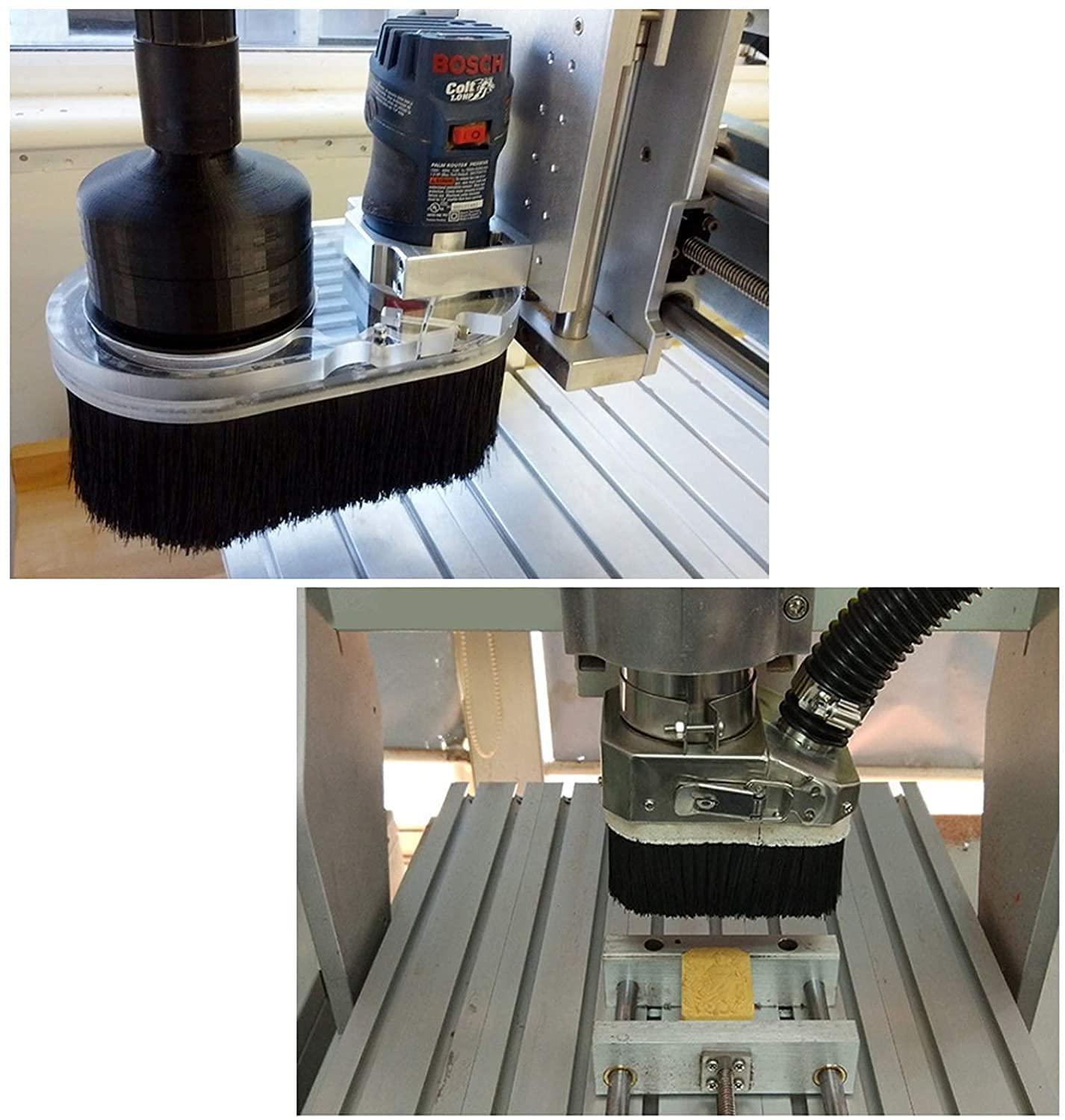 Pack de 2 Cepillos Aspiradores CNC Negro para Máquina de Grabado 100mm, Ideal para Router CNC y Cubierta de Polvo
