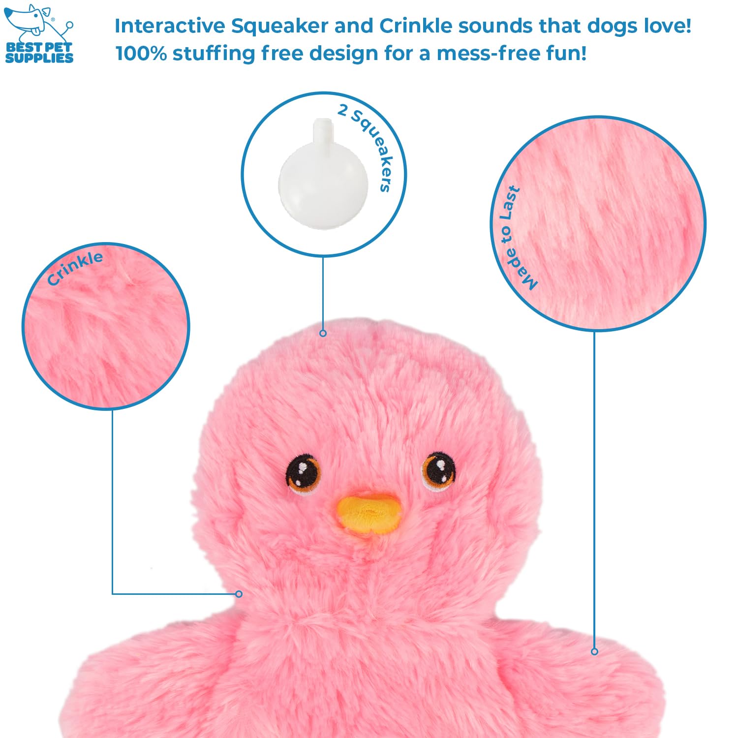 Best Pet Supplies - Juguetes de Peluche para Perros de Pollo Arrugado para Juegos interactivos, Cachorros y Adultos Mayores, Forma de Juguete de Pollo Colorido, Lindo y mimoso, Pollo Arrugado (Rosa)
