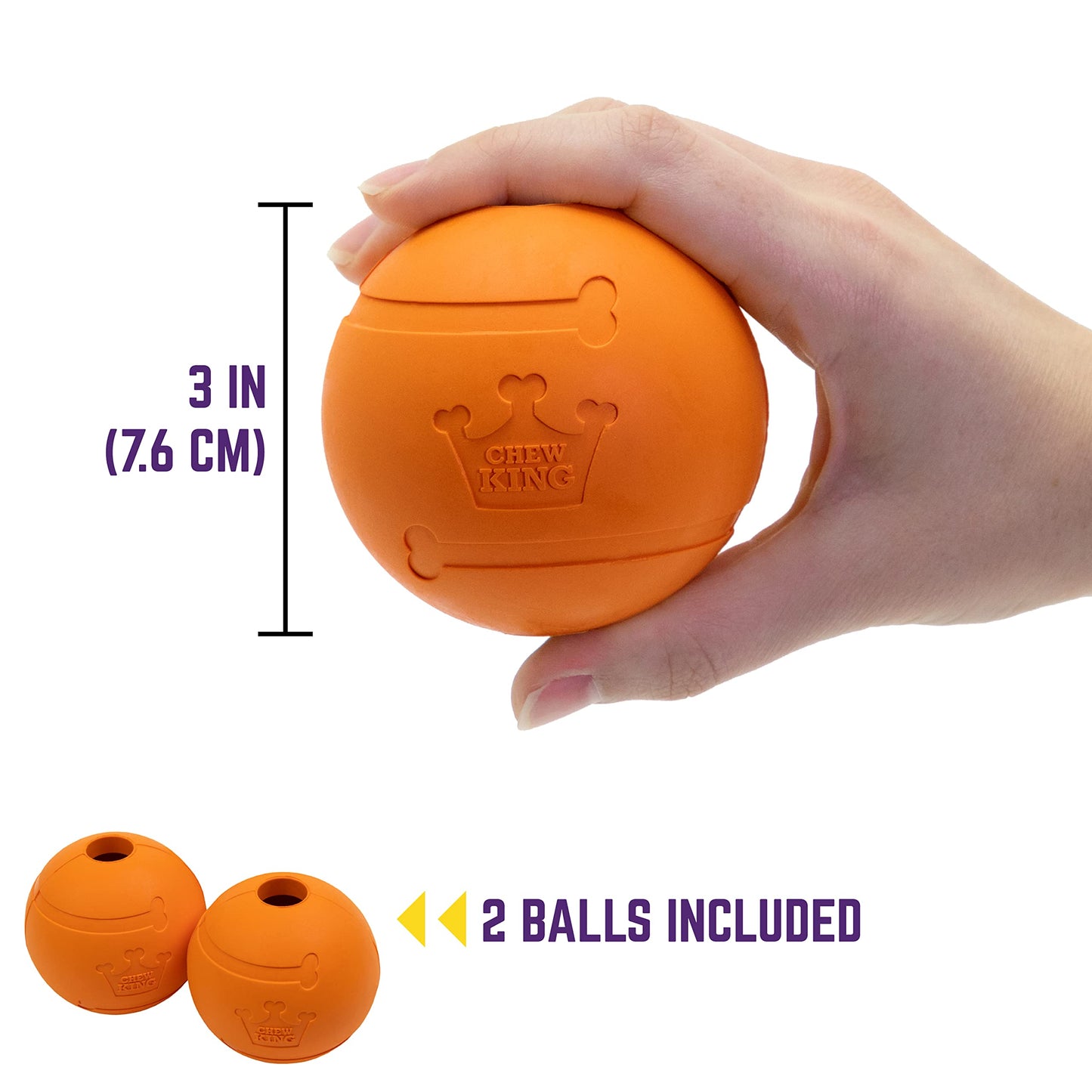 Chew King Bolas de Goma con Sabor a Tocino de 3 Pulgadas, Paquete de 2