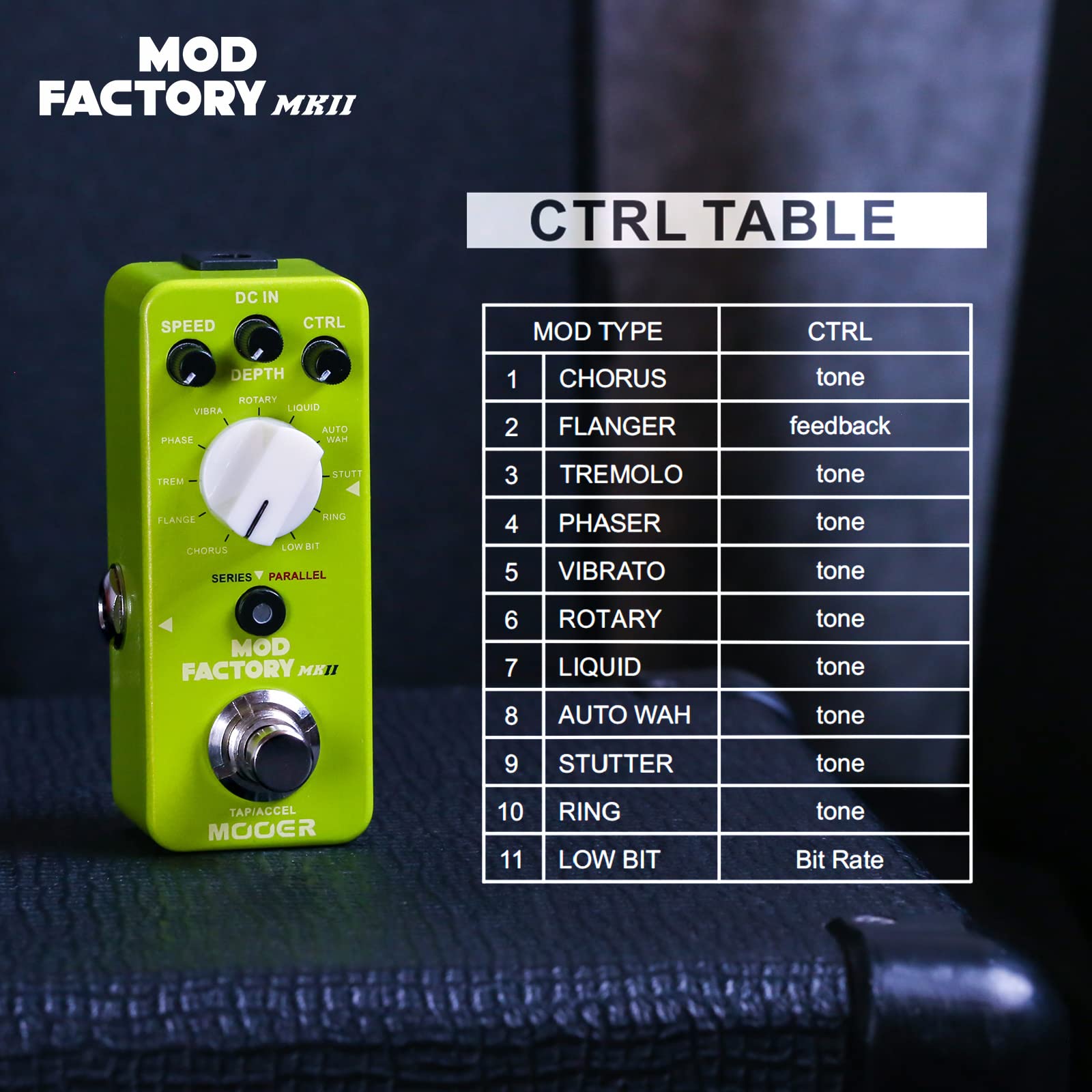 Pedal de Efectos MOOER MOD Factory MKII con 11 Modulación Diferentes