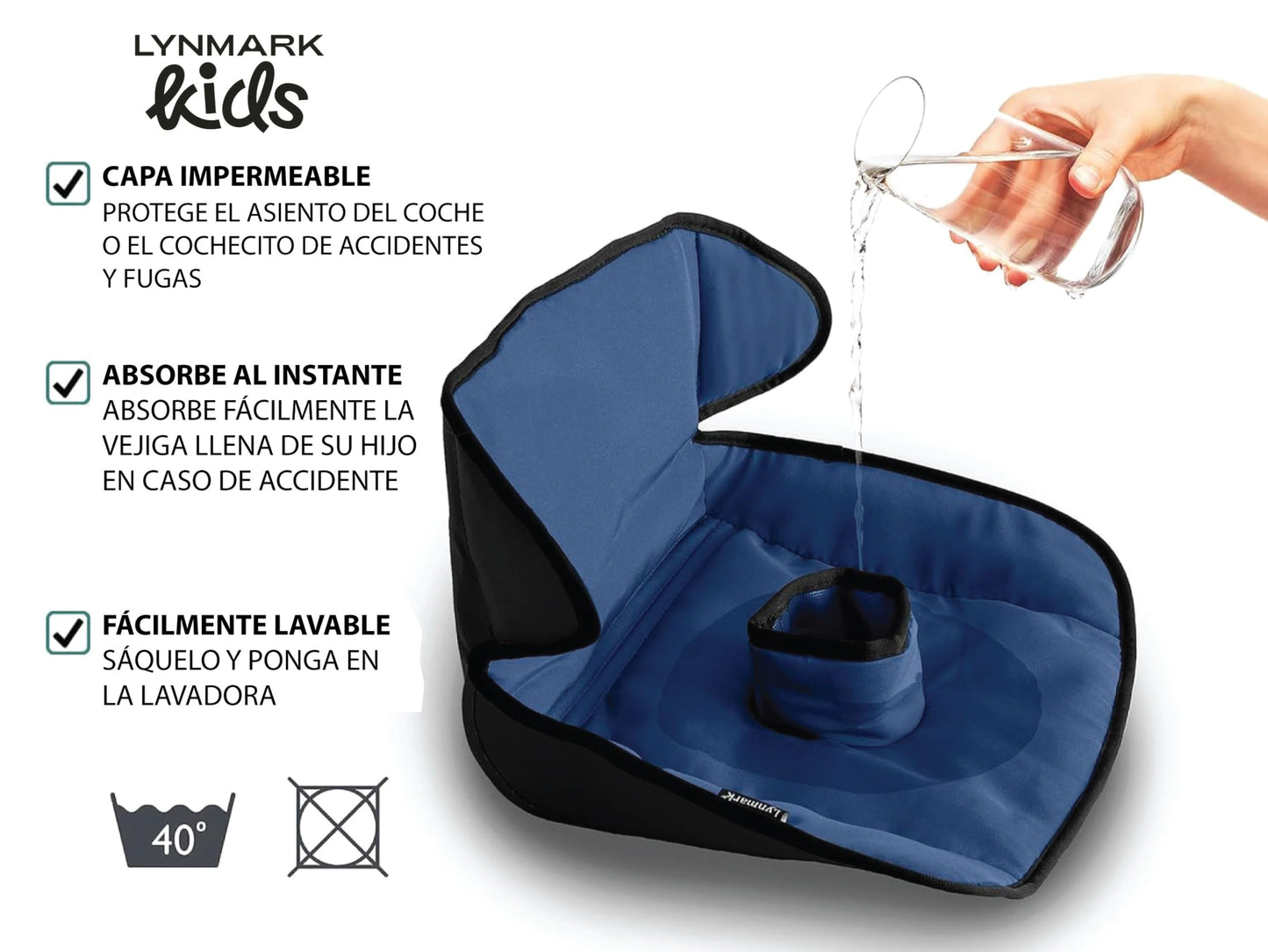 Lynmark® - Funda protectora de asiento de coche para entrenamiento para ir al baño - Almohadillas absorbentes suaves impermeables para niños pequeños y asiento de coche - Alfombrilla de forro