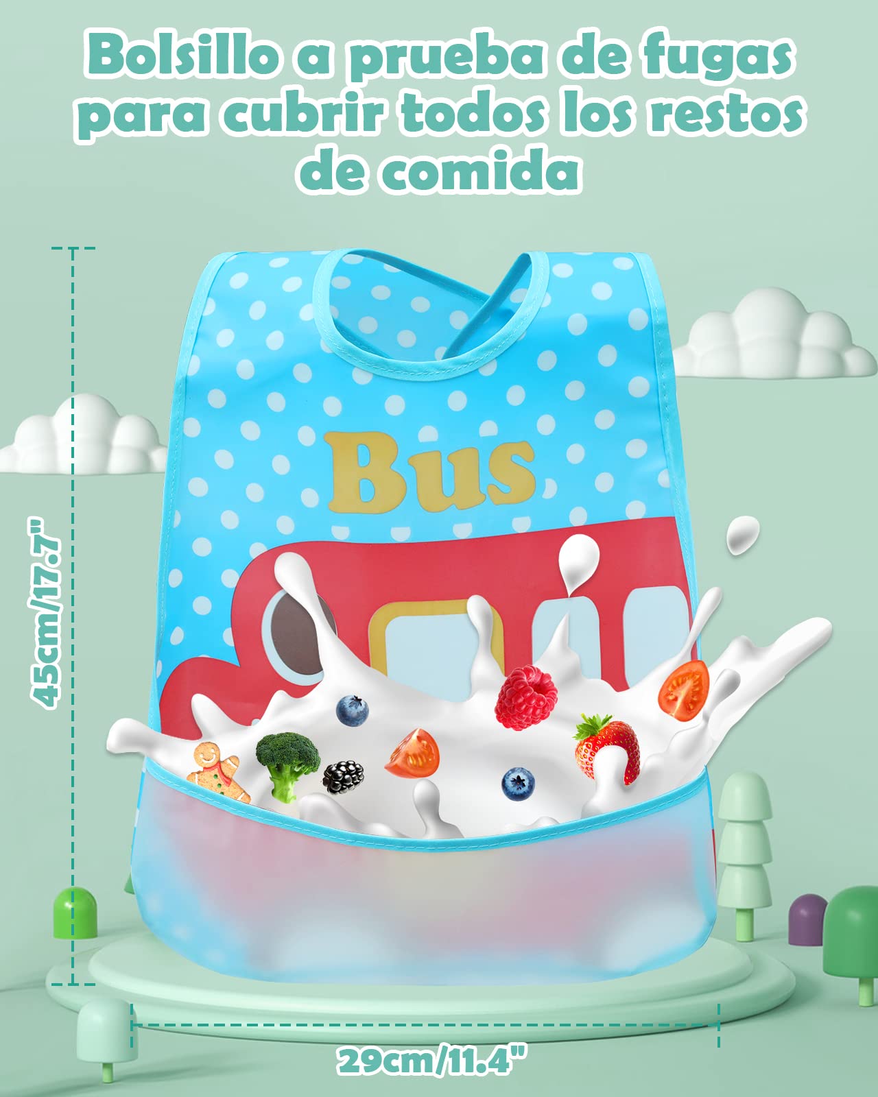 Lictin 8 Baberos Unisex Impermeables de EVA para Bebés con Diseños Animados，Asserproof babero Unisex babero bebé lavable para 6-36 meses de edad