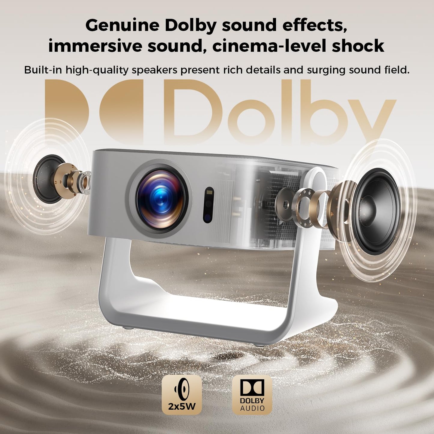 ELEPHAS - Proyector Inteligente 4K con WiFi y Bluetooth, Compatible con Google TV, Netflix, Prime Video, Youtube, Dolby Audio, Auto Focus y Keystone, Giratorio de 270°, proyector de Video para
