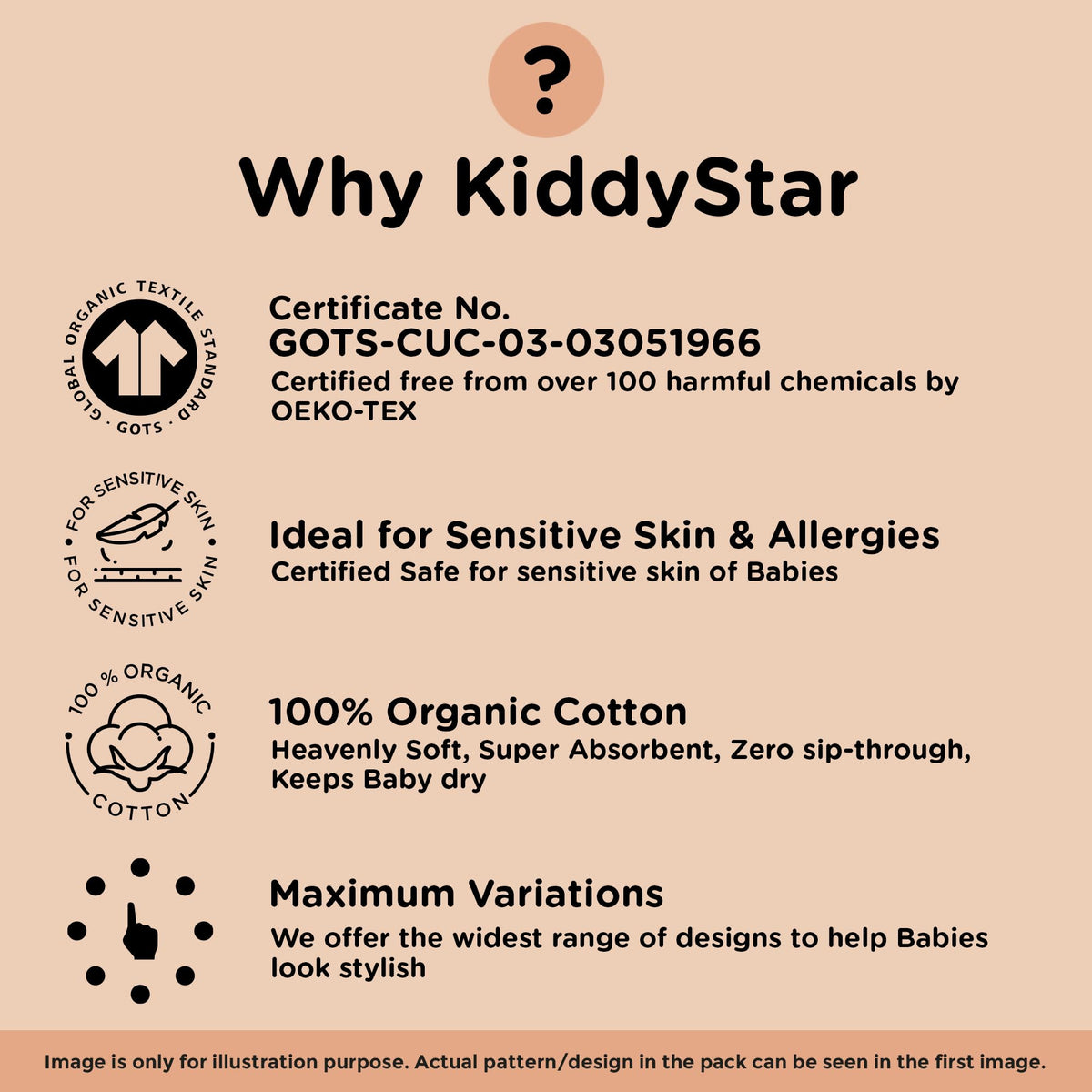 KiddyStar - Juego de 5 paños de algodón orgánico, Grandes, 53 x 25 cm, Triple Capa, Gruesos, Suaves y absorbentes, Color Blanco Liso para recién Nacidos, Regalo de Baby Shower para niños y niñas