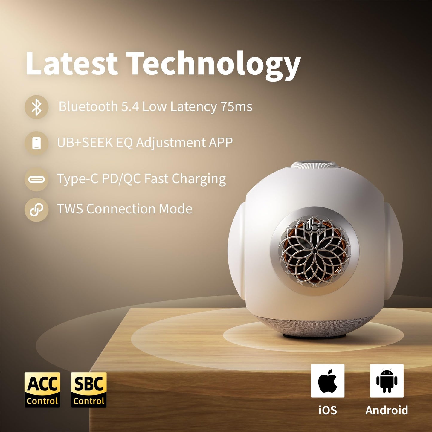 UB+ dBMiNi Bocina Bluetooth de Bajo Pequeño y Contundente, Portátil, Inalámbrica, Sonido Estéreo Fuerte de 40W, 20 Horas de Reproducción, Batería de Larga Duración, IPX5, Bluetooth 5.4, EQ, TWS