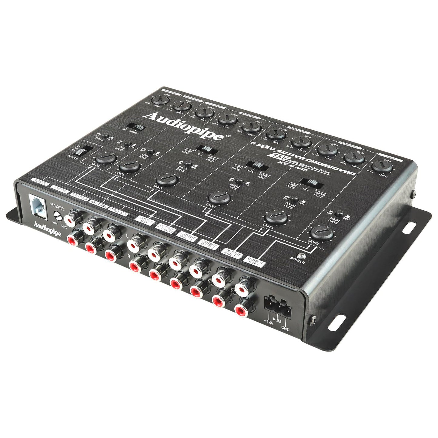 Audiopipe XV-6-V15 Crossover de Audio 6 Vías, 8 Entradas, 12 Salidas, Negro