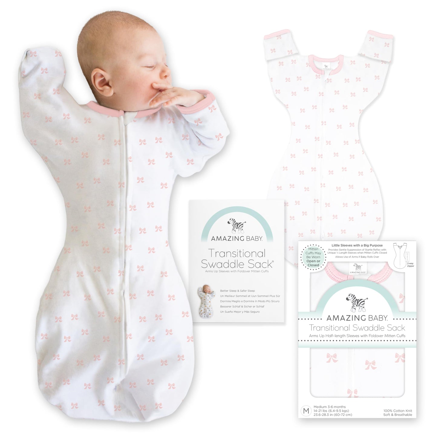 Increíble saco de transición para bebé, mangas de media longitud y puños de manopla para la transición del recién nacido al saco de dormir del bebé, manta portátil, pequeña, 0-3 meses, 6-14 libras,