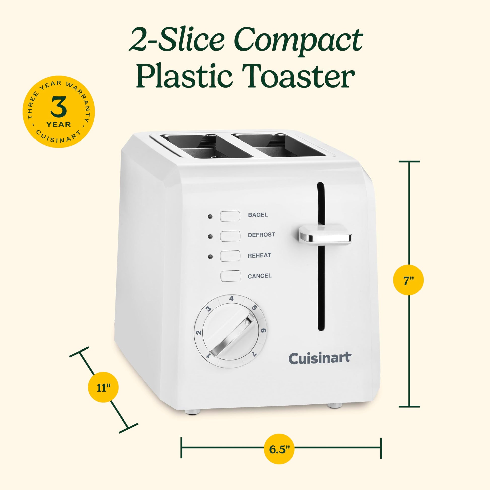 Cuisinart CPT-122 Tostador, color Blanco, 2 Piezas
