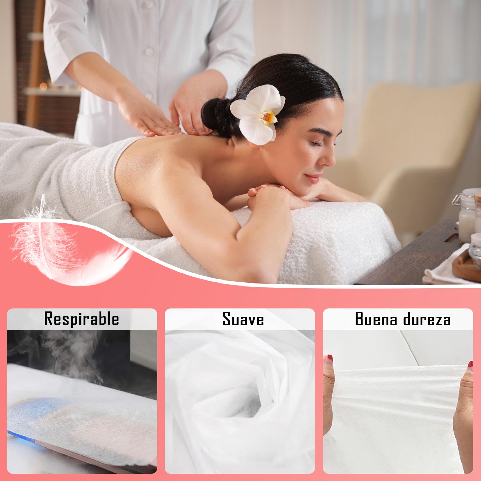 Sábanas Desechables Camilla Masaje 180x80 cm Transpirable y Suave Campos Quirúrgicos SPA
