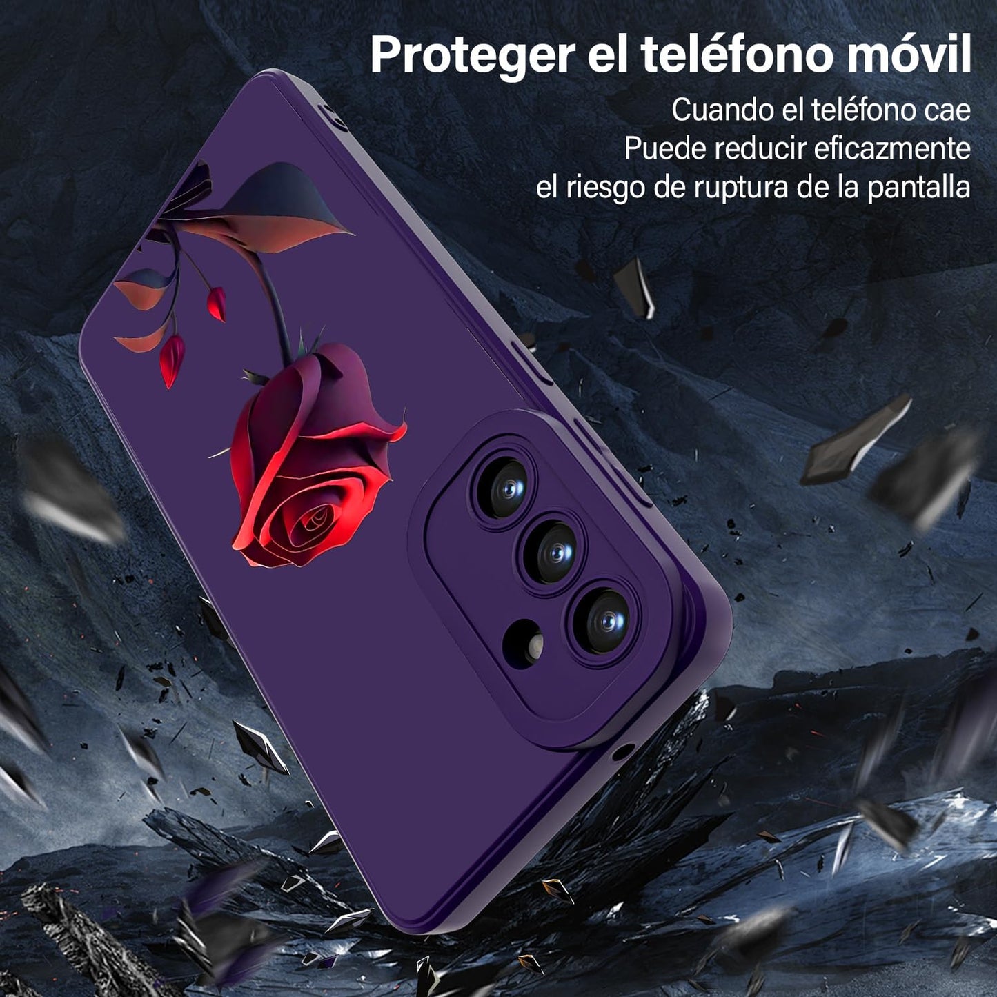 Threehao Funda para Samsung Galaxy S24 FE Case Uso Rudo, Ultra Delgado Flexible Silicona Púrpura Carcasa con Aesthetic Dibujos Flores, Antigolpes Anti-arañazos Protectora