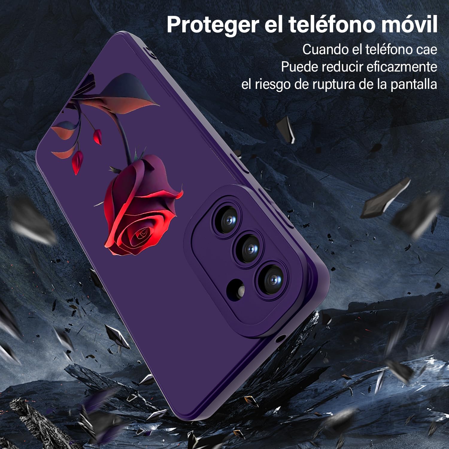 Threehao Funda para Samsung Galaxy S24 FE Case Uso Rudo, Ultra Delgado Flexible Silicona Púrpura Carcasa con Aesthetic Dibujos Flores, Antigolpes Anti-arañazos Protectora
