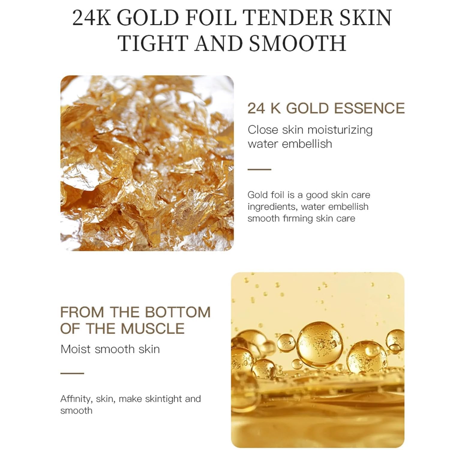 Kit Cuidado Facial 24k Pure Gold Colágeno Oro y Sérum Antiarrugas 6 Piezas Skincare
