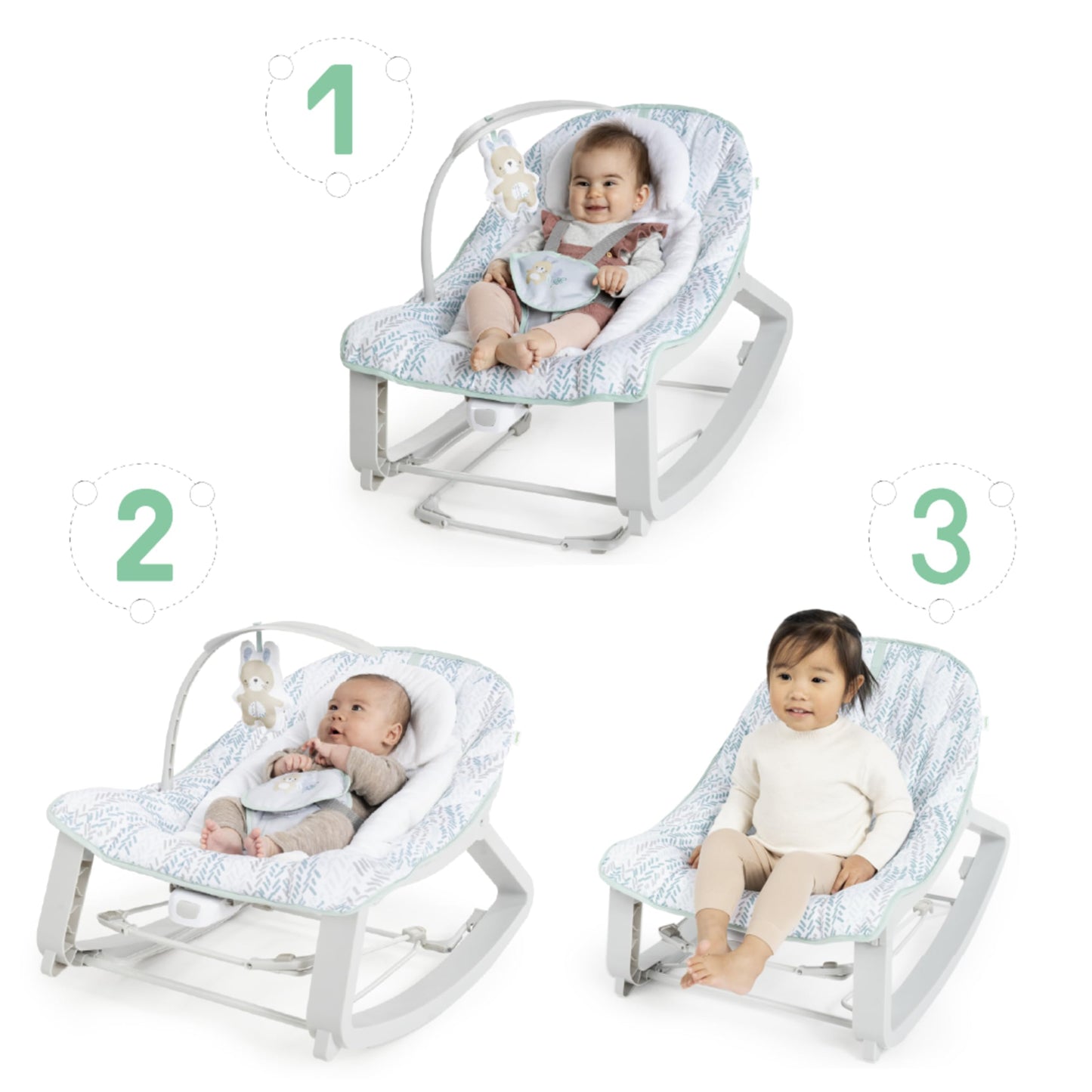 Ingenuity Asiento y Mecedor 3 en 1 para Bebés 0 a 30 Meses