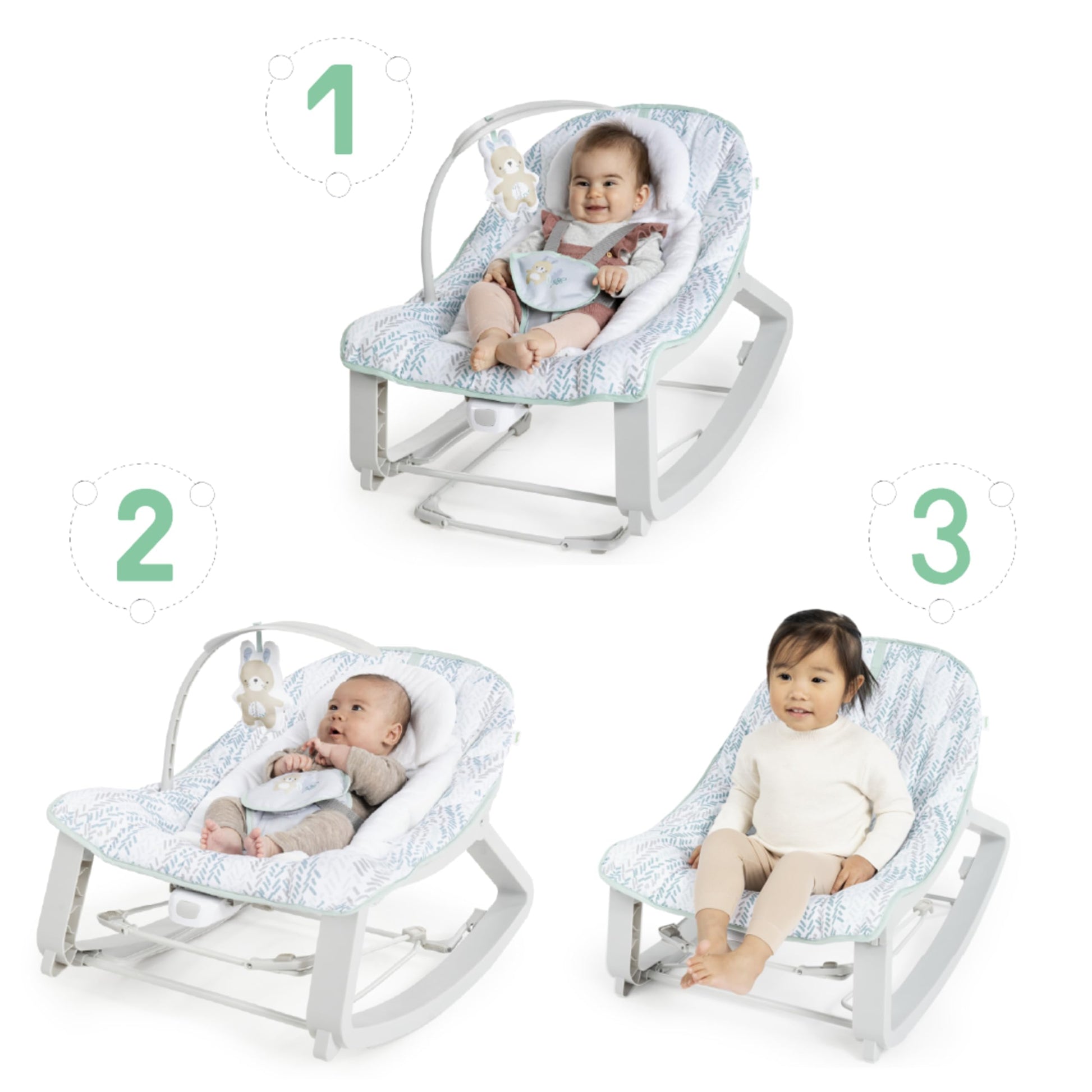 Ingenuity Asiento y Mecedor 3 en 1 para Bebés 0 a 30 Meses