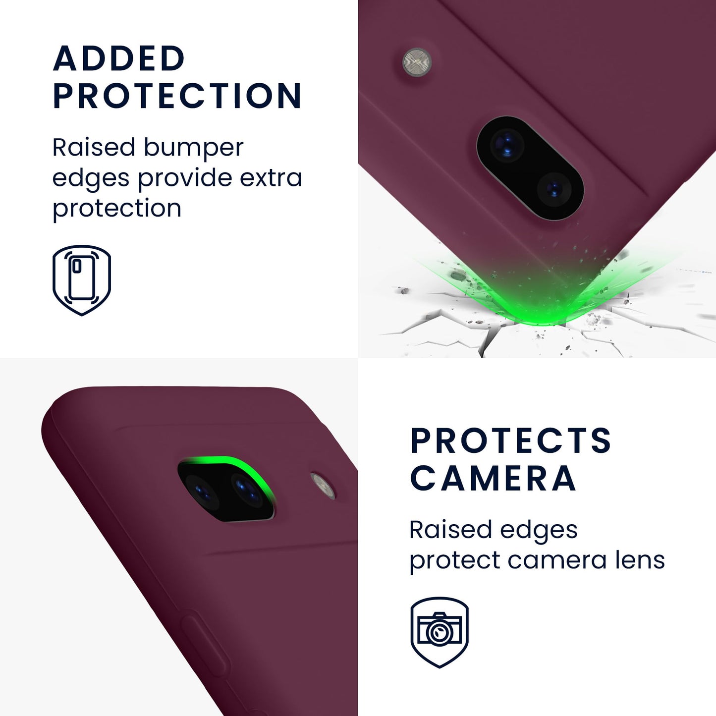 kwmobile Carcasa Compatible con Google Pixel 7a Funda - Case TPU y Silicona antigolpes - Apto Carga inalámbrica - Violeta Burdeos